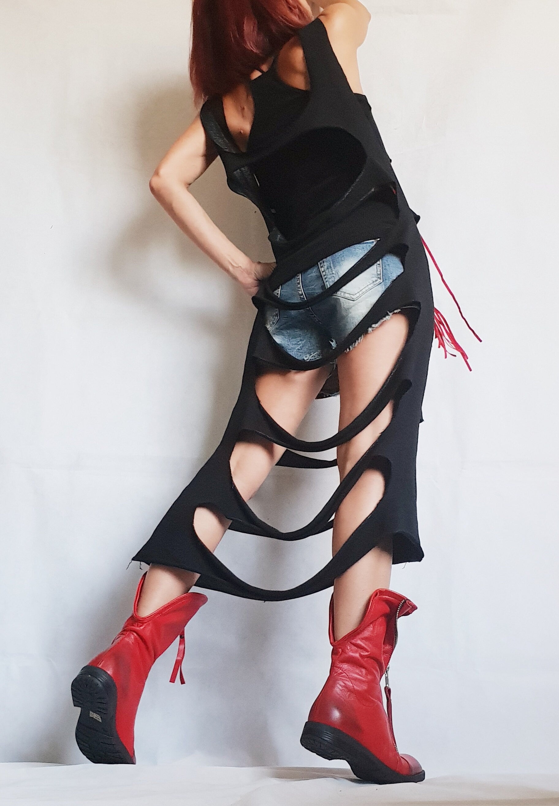 Asymmetric Top, Extravagant Top, Futuristic Clothing, Deconstructed Top, Gothic Tunic, Steampunk Tunic, One Shoulder Top, Black Top