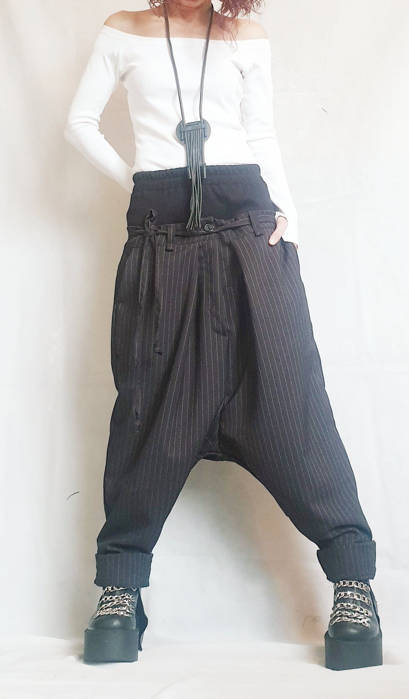 Avant Garde Pants, Harem Pants Women, Drop Crotch Pants, Baggy Pants, Extravagant Pants, Loose Pants