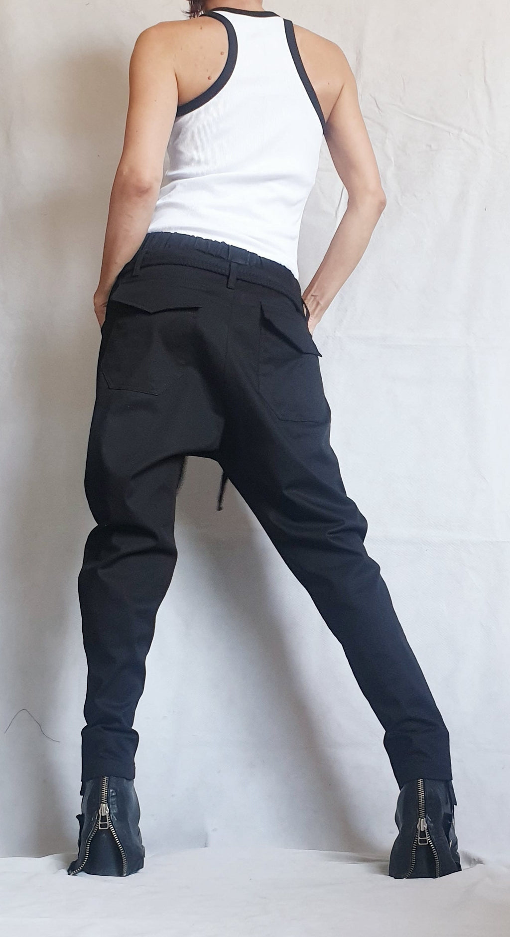 Extravagant Women Harem Pants, Tight Zipper Pants, Women Baggy Trousers, Cyberpunk Trousers, Black Loose Pants, Gothic Pants