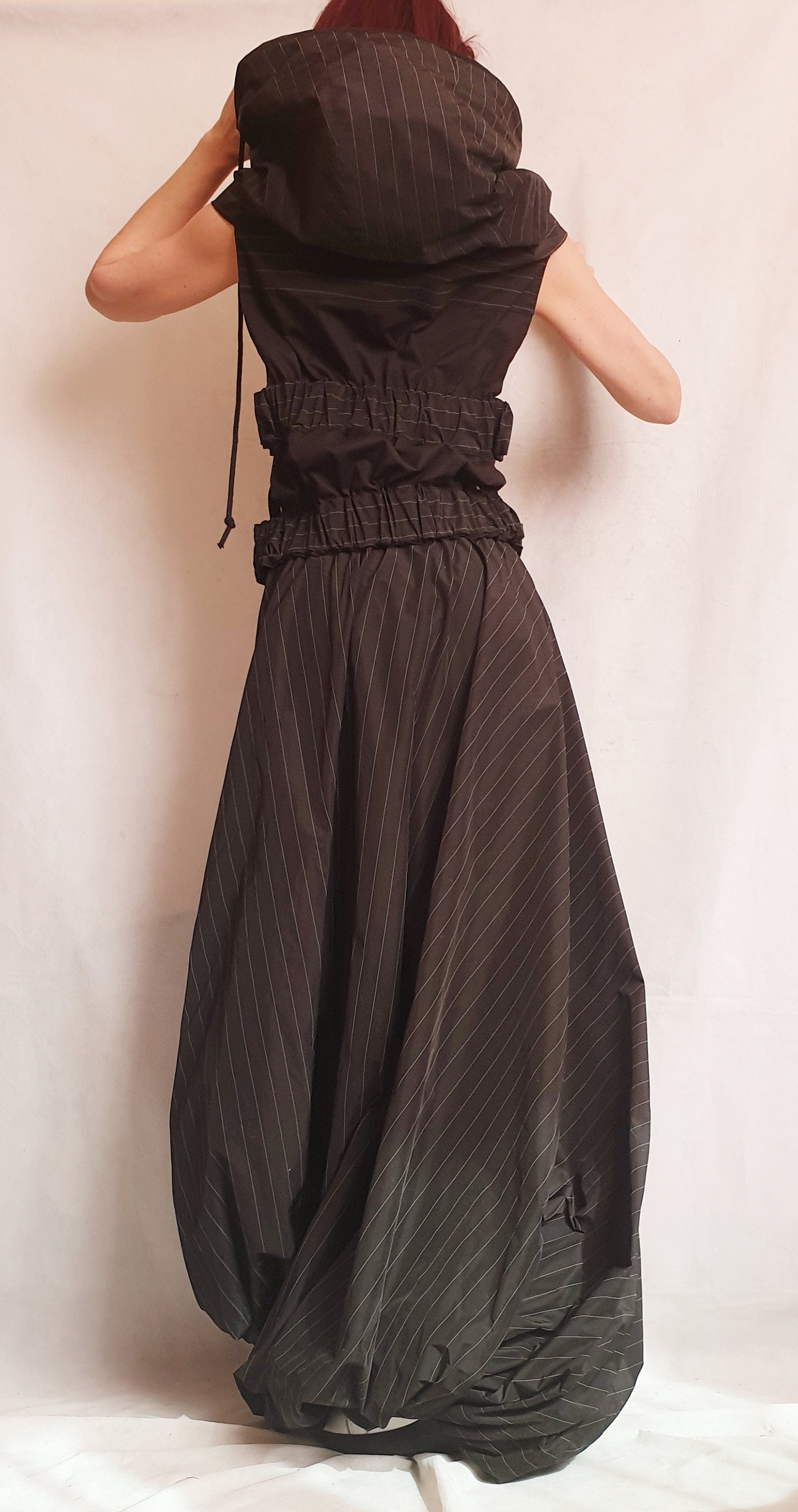 Asymmetric Jacket And Skirt Set, Extravagant Set, Gothic Women Costume, Long Skirt, Sleeves Hooded Jacket, Steampunk style