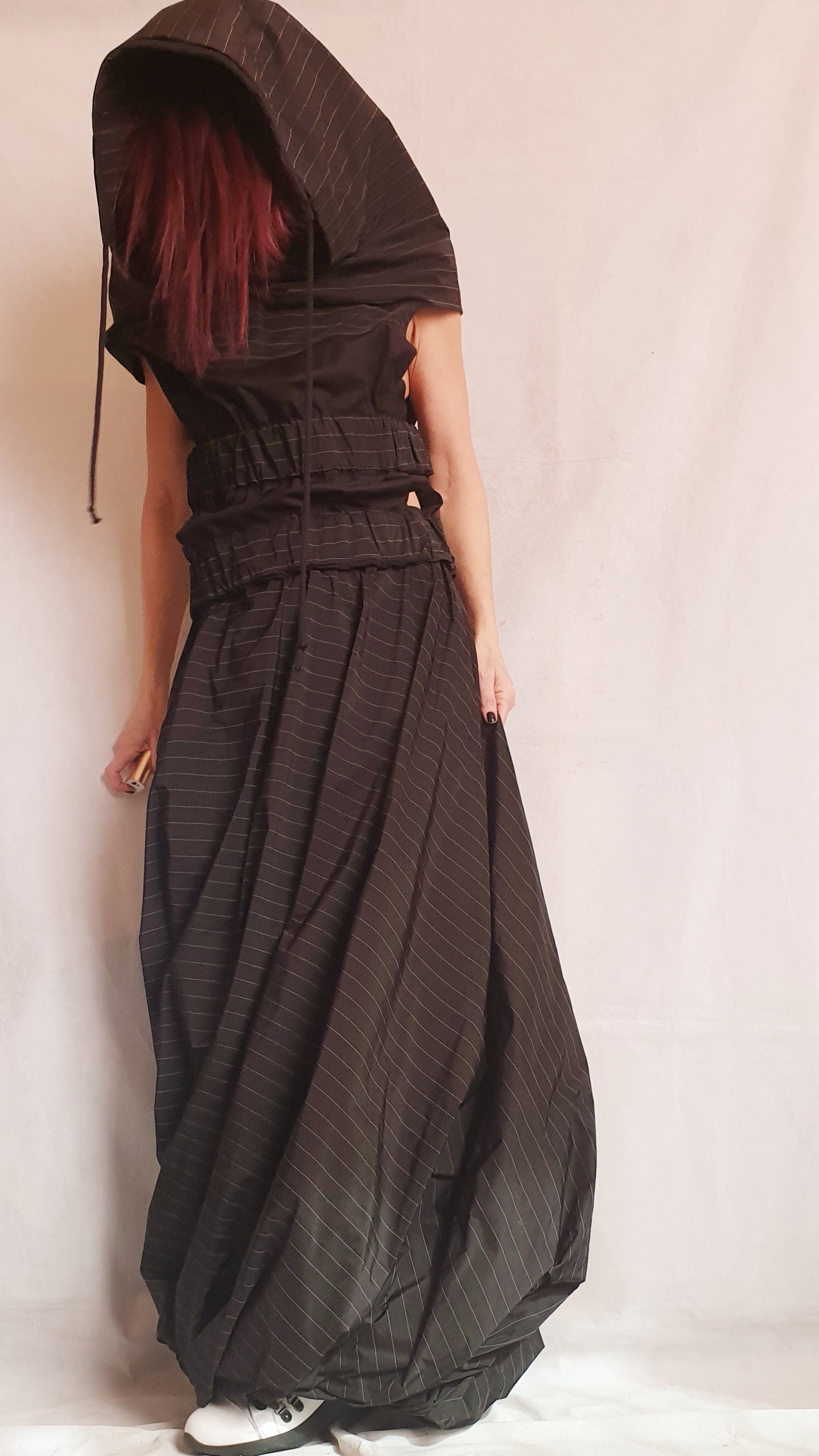 Asymmetric Jacket And Skirt Set, Extravagant Set, Gothic Women Costume, Long Skirt, Sleeves Hooded Jacket, Steampunk style