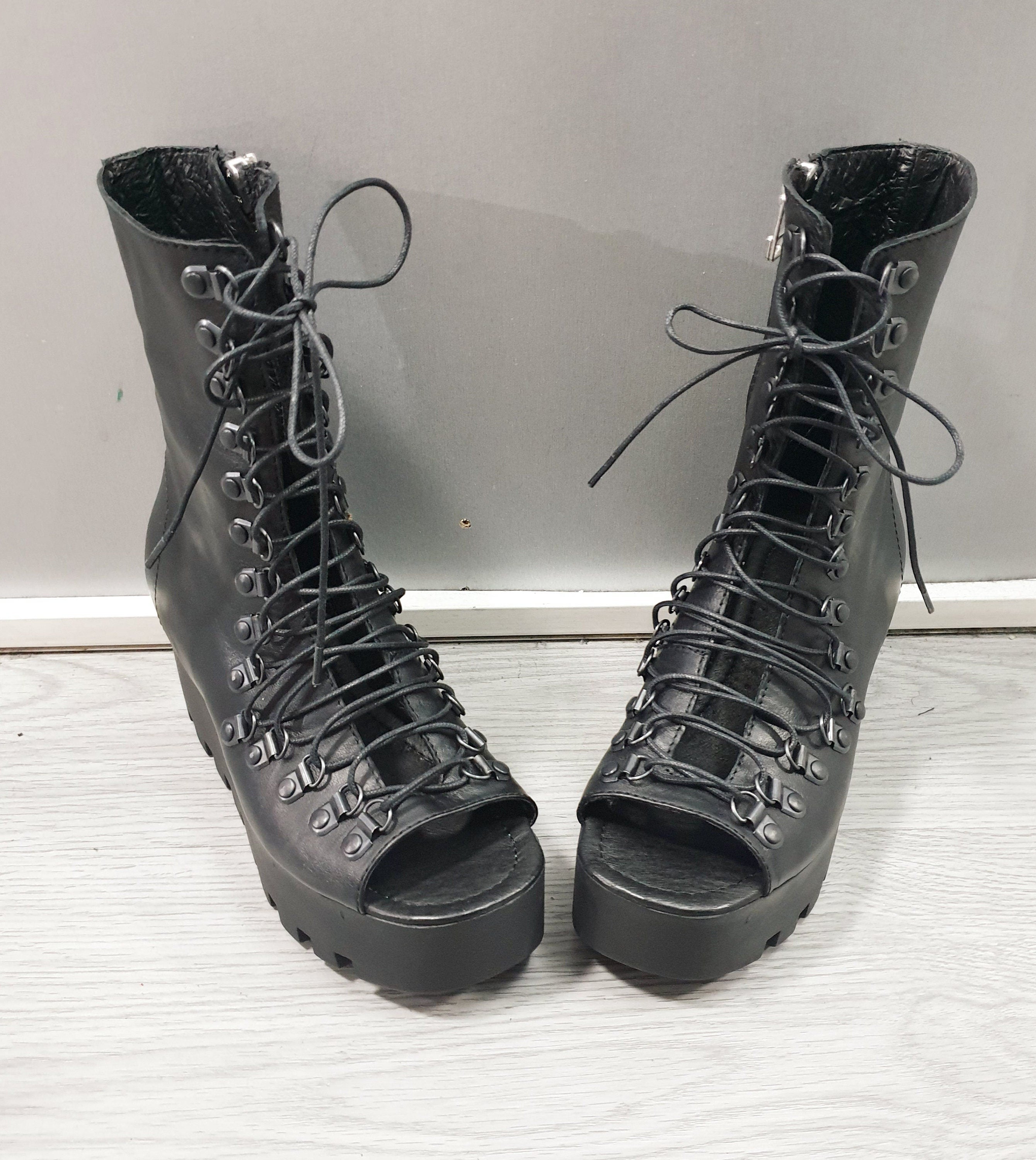 Platform Leather Sandals, High Summer Sandals, Extravagant Sandals, Open Toe Sandals, Genuine Leather Sandals , Black Boots, Gothic Sandals