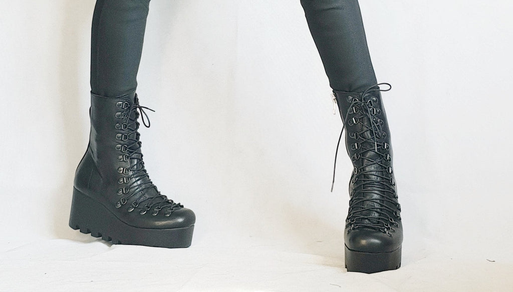 Extravagant Platform Shoes, Black Platform Shoes, Platform All seasons, Gothic Booties, Leather Ankle Boots, Steampunk Shoes, Grunge Boots