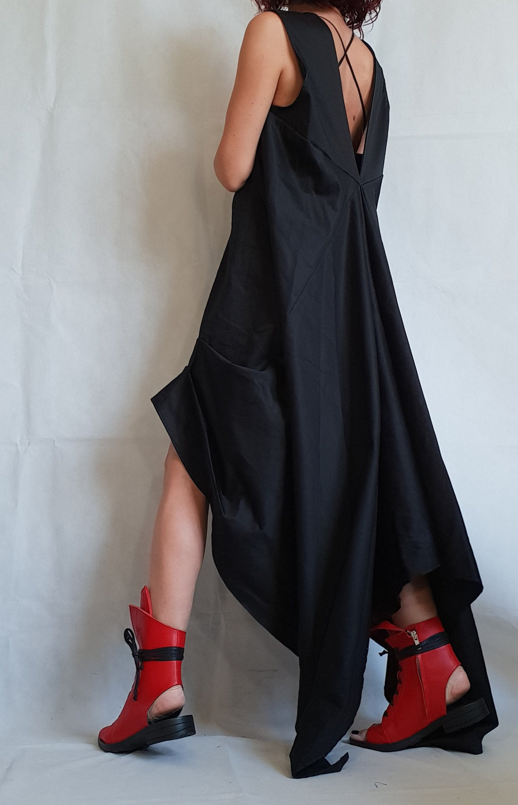 Asymmetric Dress, Black Loose Dress, Extravagant Dress, Sleeveless Dress, Long Short Dress, Plus Size Dress, Gothic Dress