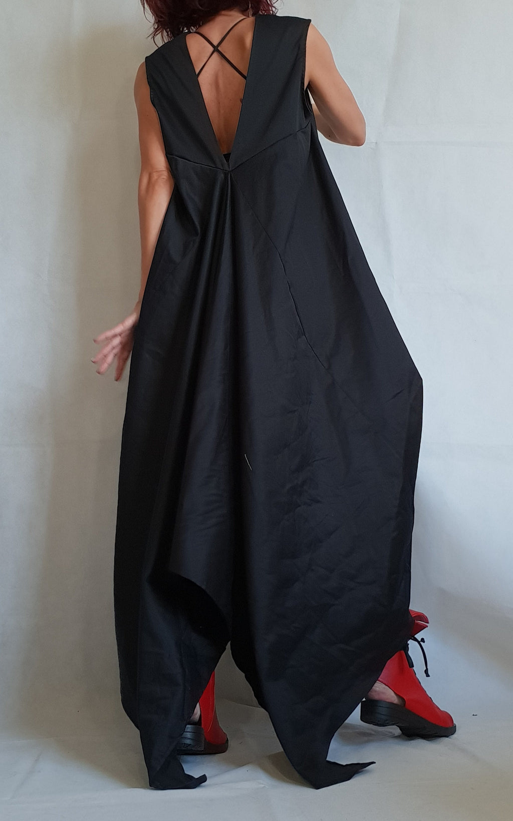 Asymmetric Dress, Black Loose Dress, Extravagant Dress, Sleeveless Dress, Long Short Dress, Plus Size Dress, Gothic Dress