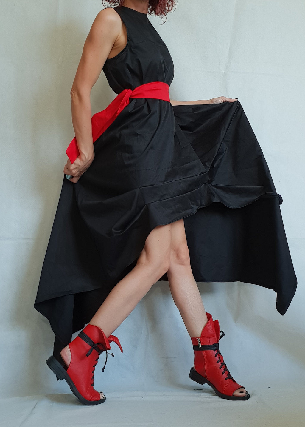 Asymmetric Dress, Black Loose Dress, Extravagant Dress, Sleeveless Dress, Long Short Dress, Plus Size Dress, Gothic Dress