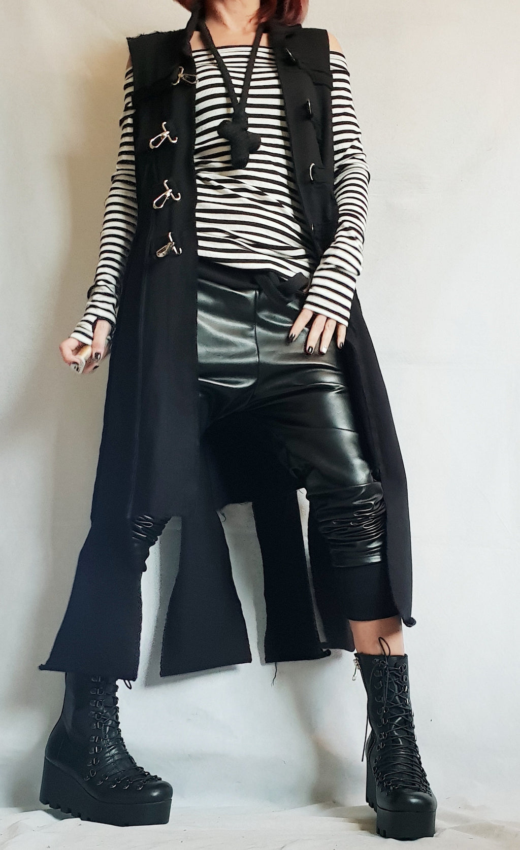 Gothic Vest, Asymmetric Vest, Black Sleeveless Vest, Long Vest, Steampunk Vest, Extravagant Vest, Maxi Vest, Rave Party Clothing