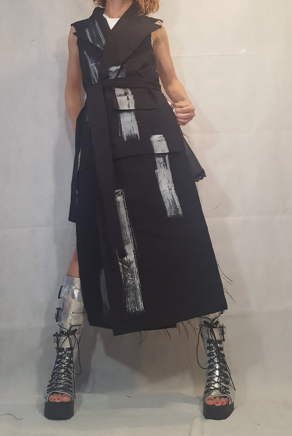 Gothic Vest, Asymmetric Vest, Black Sleeveless Vest, Long Short Vest, Steampunk Vest, Extravagant Vest, Maxi Vest, Designer Vest