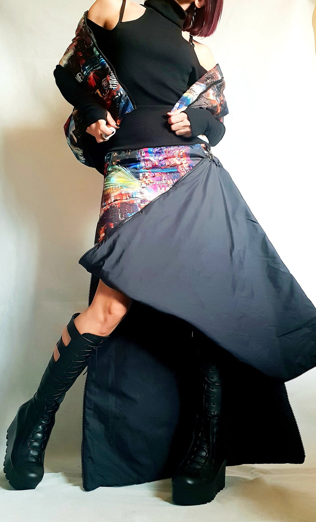 Extravagant Winter Skirt, Long Short Skirt, Asymmetric Skirt, Wadding Skirt, A Line Skirt, Cocktail Skirt, Gothic Skirt, Circle Skirt