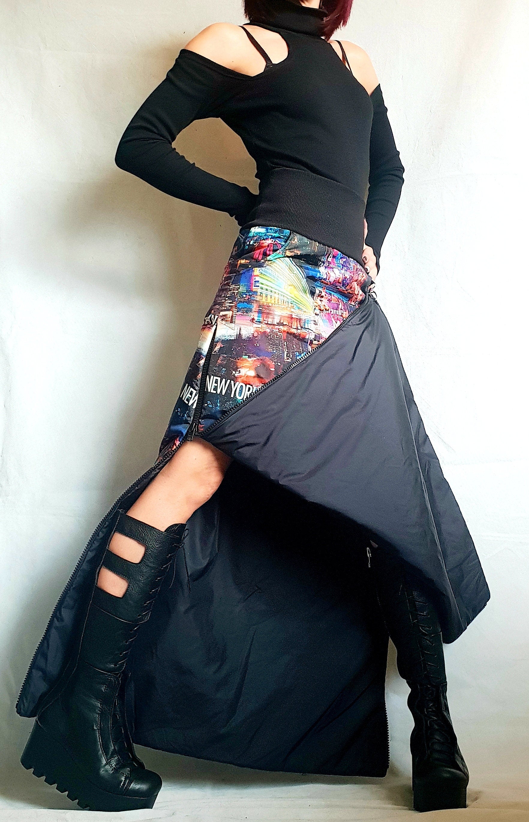 Extravagant Winter Skirt, Long Short Skirt, Asymmetric Skirt, Wadding Skirt, A Line Skirt, Cocktail Skirt, Gothic Skirt, Circle Skirt