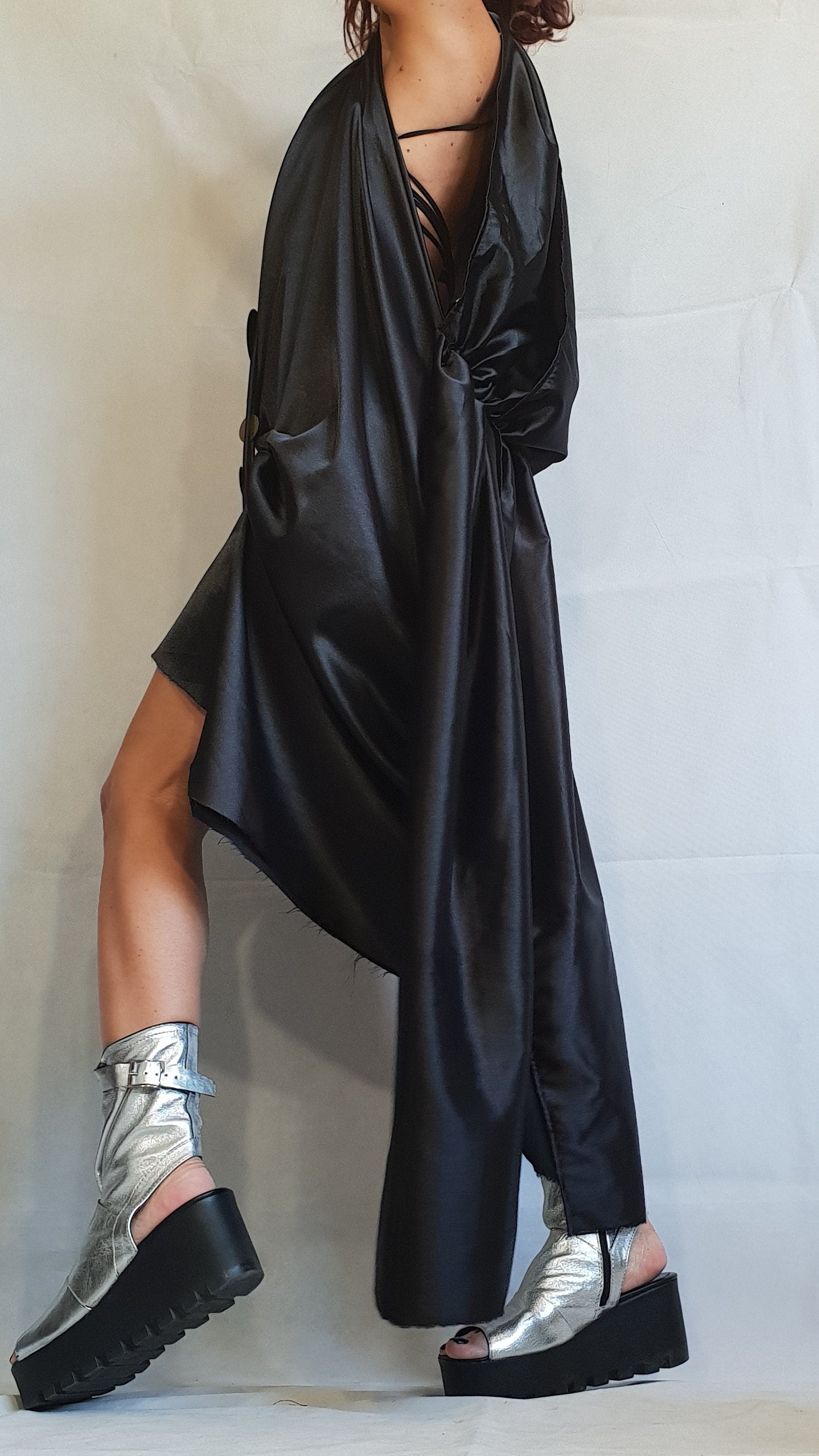 Asymmetric Dress, Black Stein Dress, Sexy Dress, Open Back Dress, Sleeveless Dress, Plus Size Dress, Cocktail Dress, Gothic Dress