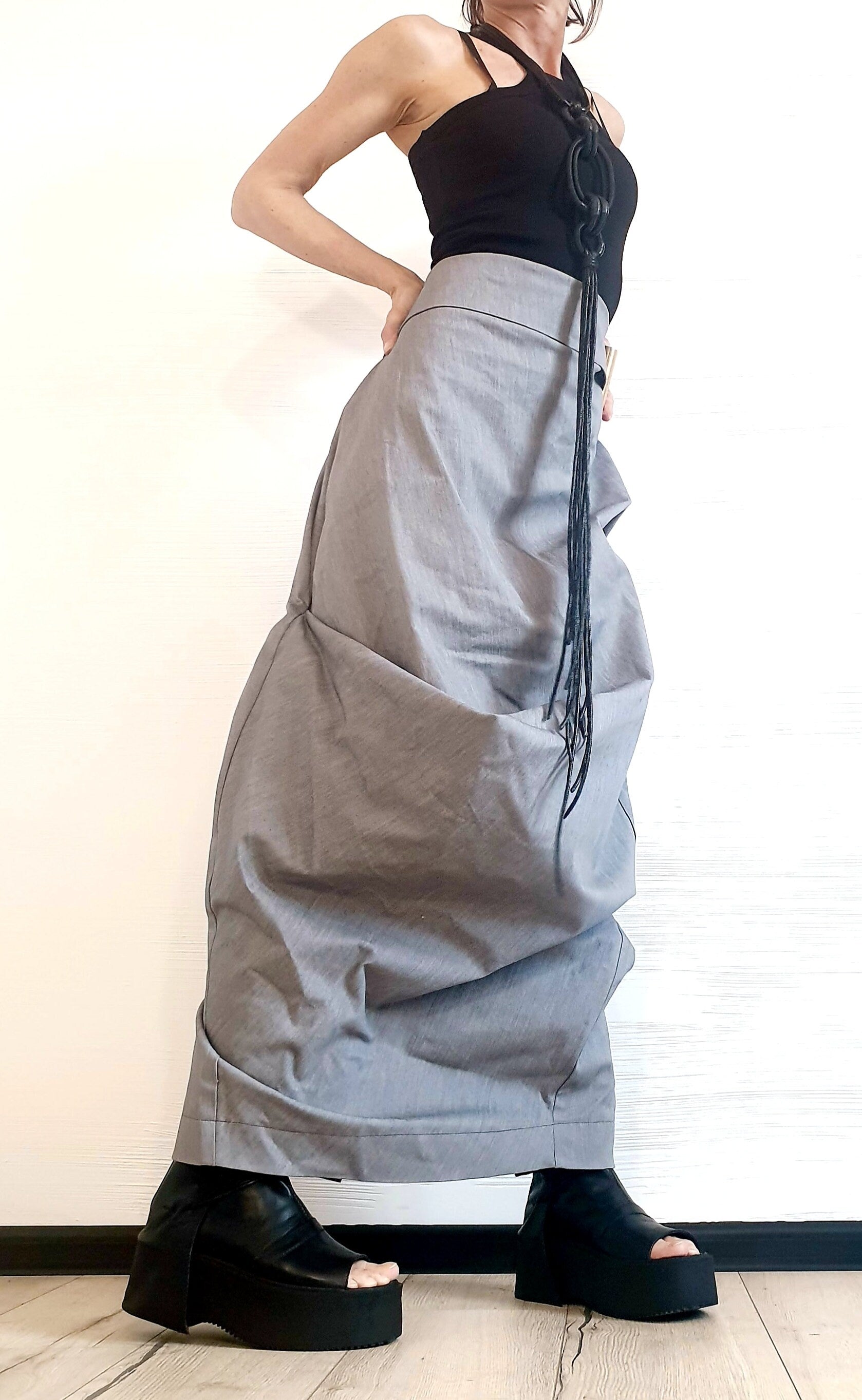 Extravagant Wrap Skirt, A Line Skirt, Long Slit Skirt, Ball Cocktail Skirt, Gothic Skirt, Asymmetric Skirt, Maxi Skirt, Wedding Skirt