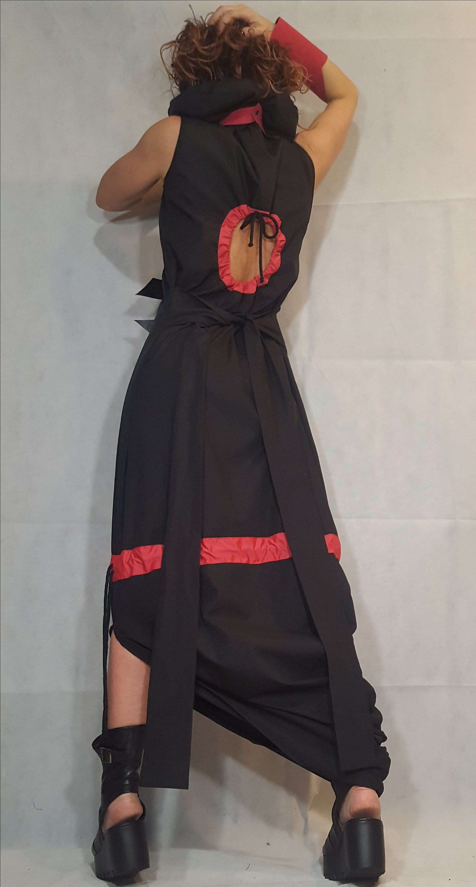 Extravagant Long Dress, Open Back, Black Fit Dress, Asymmetric Dress, Plus Size Clothing, Sleeveless Dress, Cocktail Dress