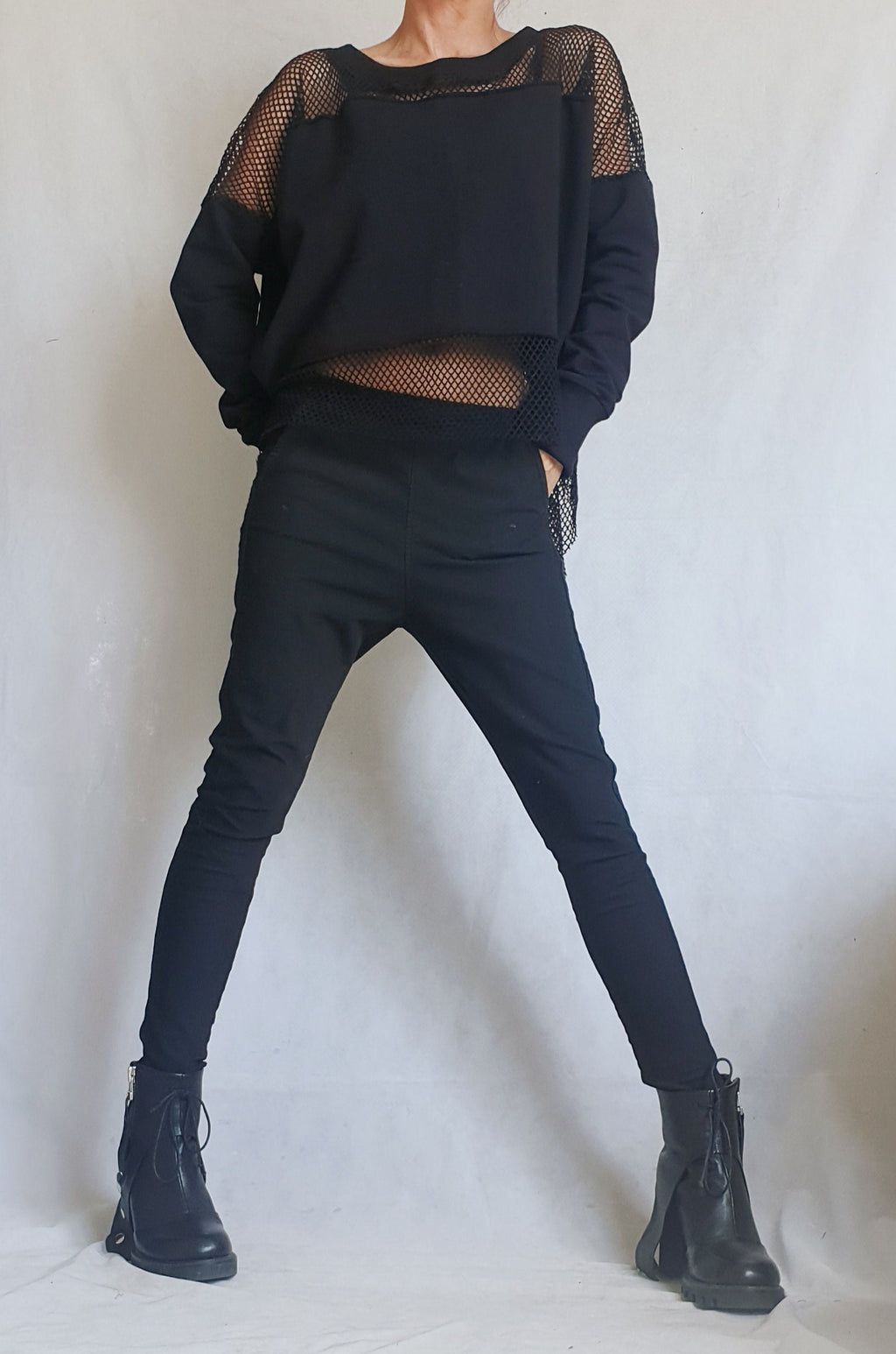 Avant Garde Blouse, Deconstructed Top, Extravagant Asymmetric Top, Loose Blouse, Steampunk Tunic, Oversize Tunic, Tulle Top, Long Sleeve