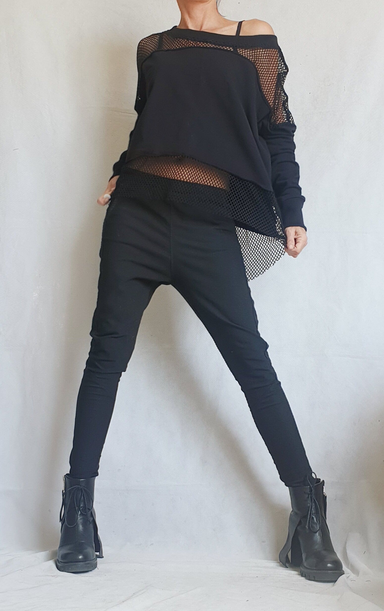 Avant Garde Blouse, Deconstructed Top, Extravagant Asymmetric Top, Loose Blouse, Steampunk Tunic, Oversize Tunic, Tulle Top, Long Sleeve