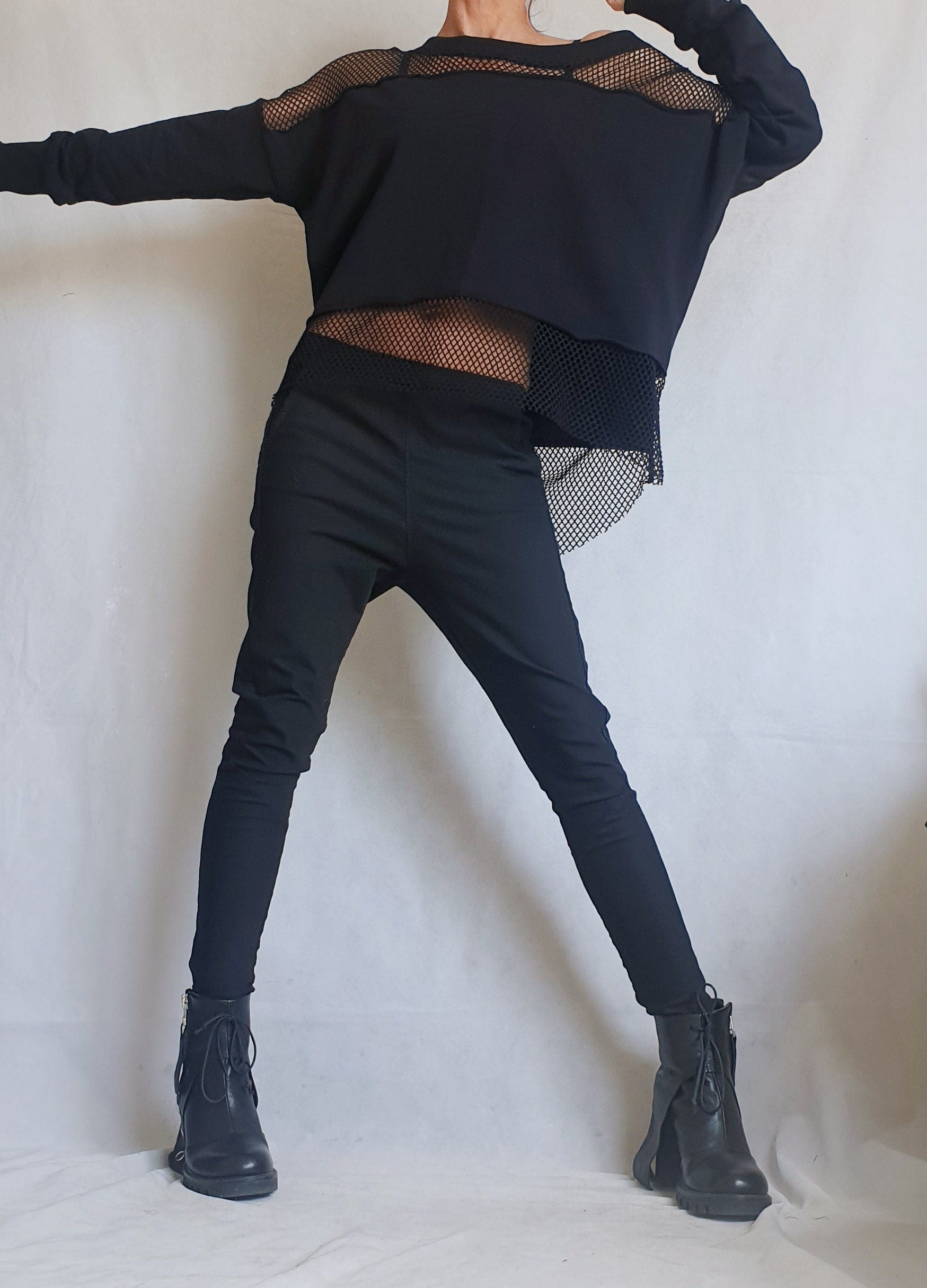 Avant Garde Blouse, Deconstructed Top, Extravagant Asymmetric Top, Loose Blouse, Steampunk Tunic, Oversize Tunic, Tulle Top, Long Sleeve