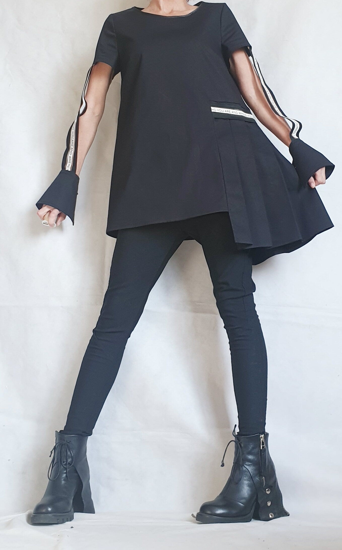 Asymmetric Shirt, Futuristic Long Short Shirt, Avant Garde Tunic, Loose, Tunic Shirt,Extravagant Shirt, Oversize Tunic, Gothic Tunic