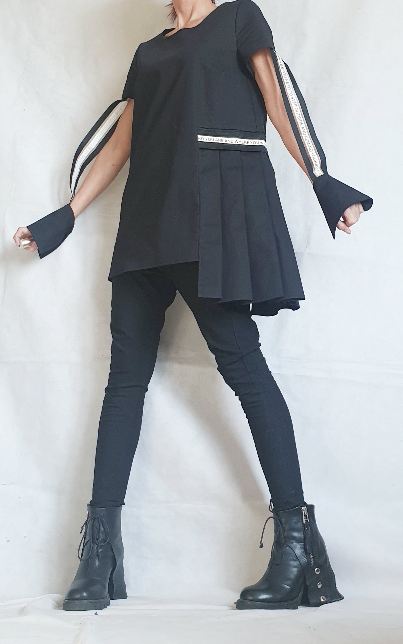 Asymmetric Shirt, Futuristic Long Short Shirt, Avant Garde Tunic, Loose, Tunic Shirt,Extravagant Shirt, Oversize Tunic, Gothic Tunic