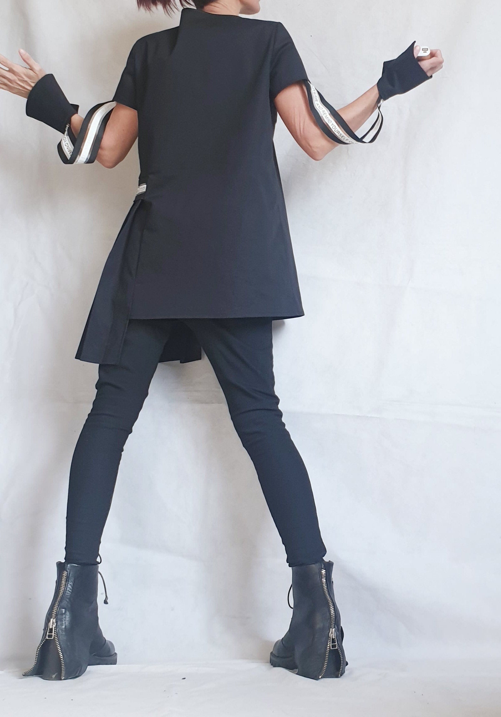 Asymmetric Shirt, Futuristic Long Short Shirt, Avant Garde Tunic, Loose, Tunic Shirt,Extravagant Shirt, Oversize Tunic, Gothic Tunic