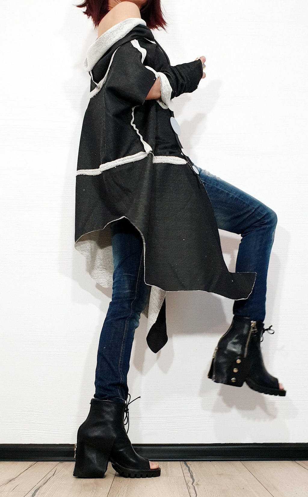 One Shoulder Blouse, Extravagant Tunic, Asymmetric Tunic, Tunic Separate Sleeves, Loose Tunic