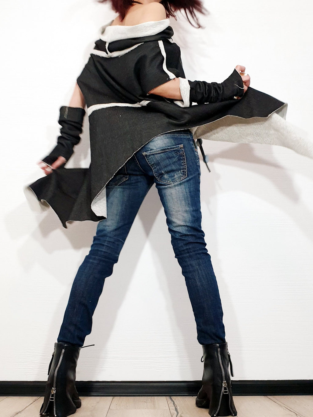 One Shoulder Blouse, Extravagant Tunic, Asymmetric Tunic, Tunic Separate Sleeves, Loose Tunic