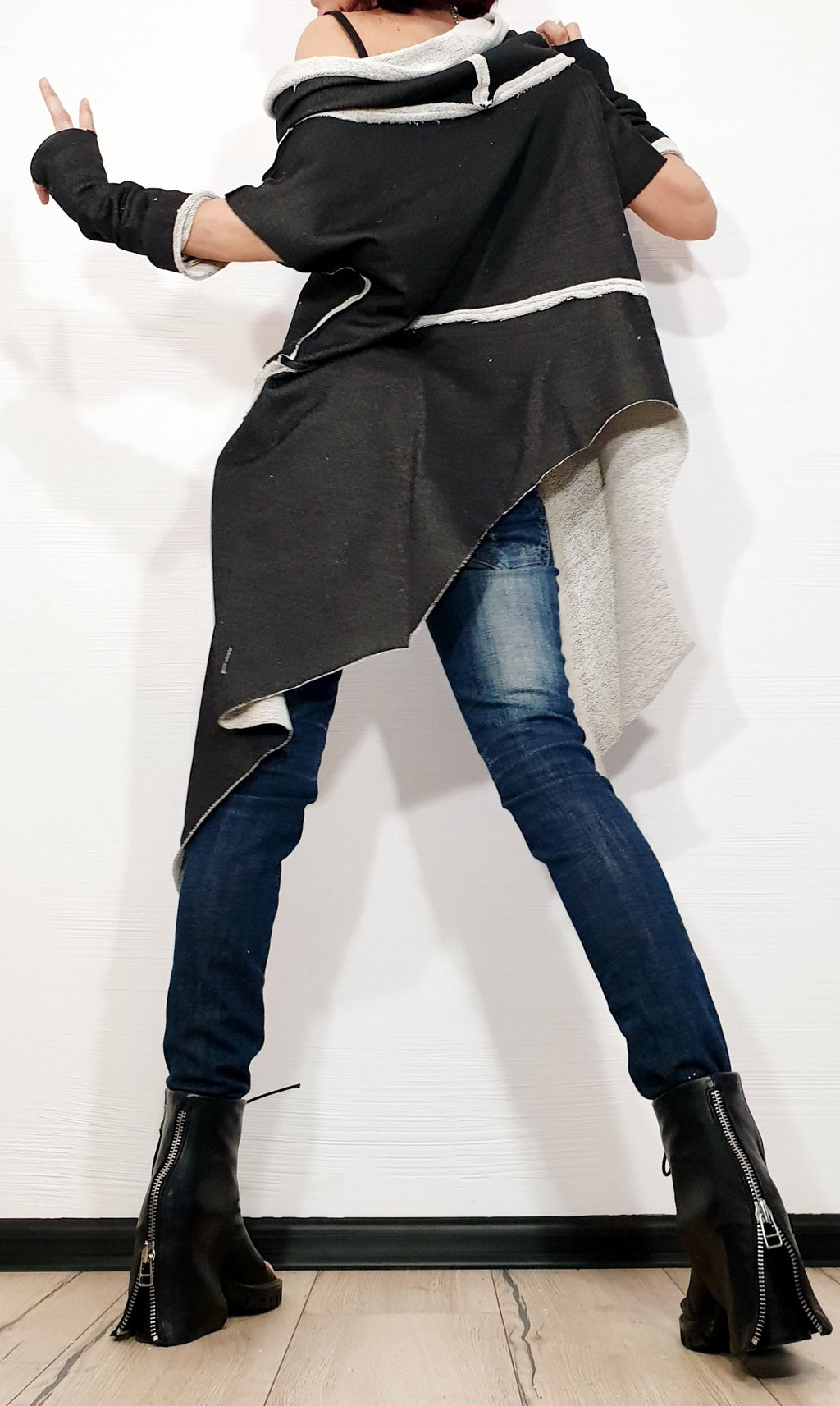 One Shoulder Blouse, Extravagant Tunic, Asymmetric Tunic, Tunic Separate Sleeves, Loose Tunic