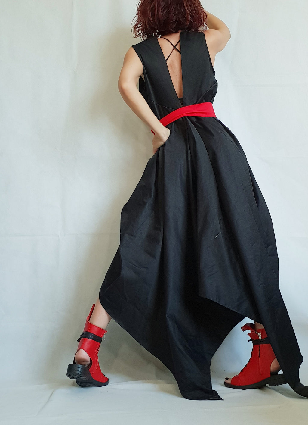 Asymmetric Dress, Black Loose Dress, Extravagant Dress, Sleeveless Dress, Long Short Dress, Plus Size Dress, Gothic Dress