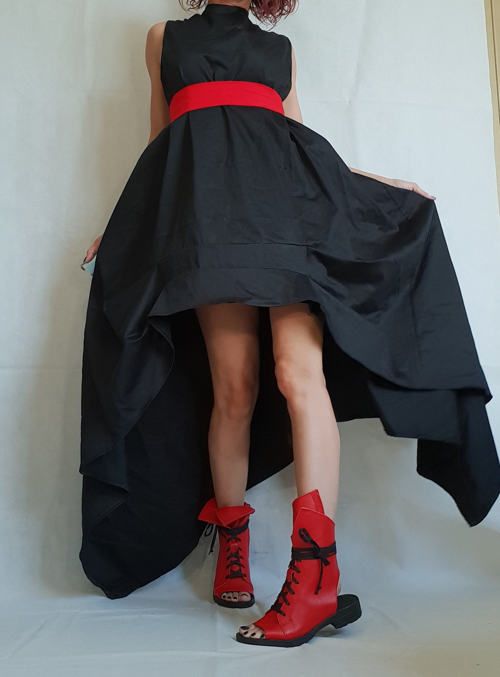 Asymmetric Dress, Black Loose Dress, Extravagant Dress, Sleeveless Dress, Long Short Dress, Plus Size Dress, Gothic Dress