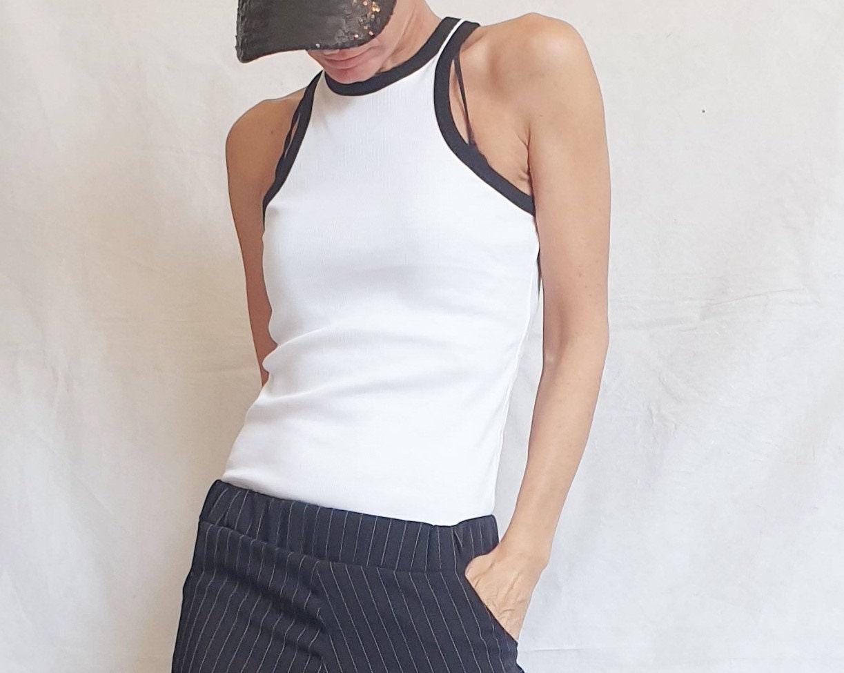 Extravagant Top, Cotton Top, Sexy Top, Sleeveless Party Blouse, Everyday Casual Summer Top