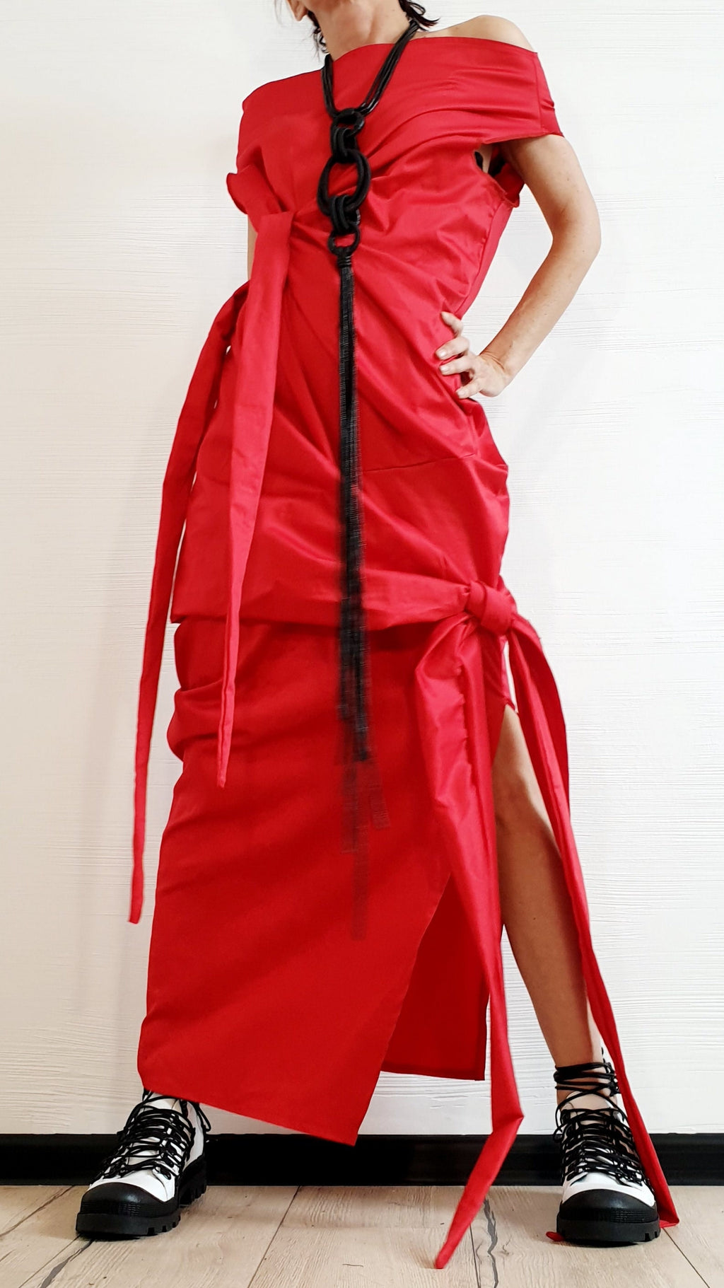Red Extravagant Dress, Asymmetric Long Dress, Plus Size Clothing, Maxi Dress, Sleeveless Dress, One Shoulder Dress, Cocktail Dress