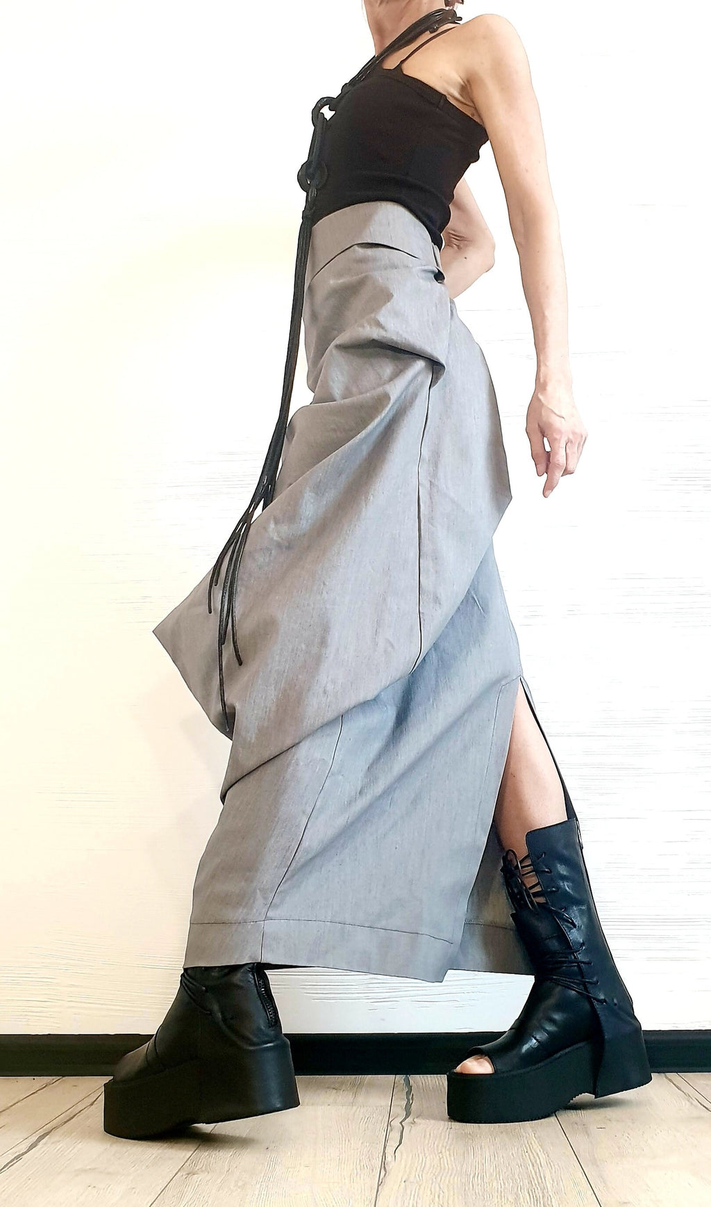 Extravagant Wrap Skirt, A Line Skirt, Long Slit Skirt, Ball Cocktail Skirt, Gothic Skirt, Asymmetric Skirt, Maxi Skirt, Wedding Skirt