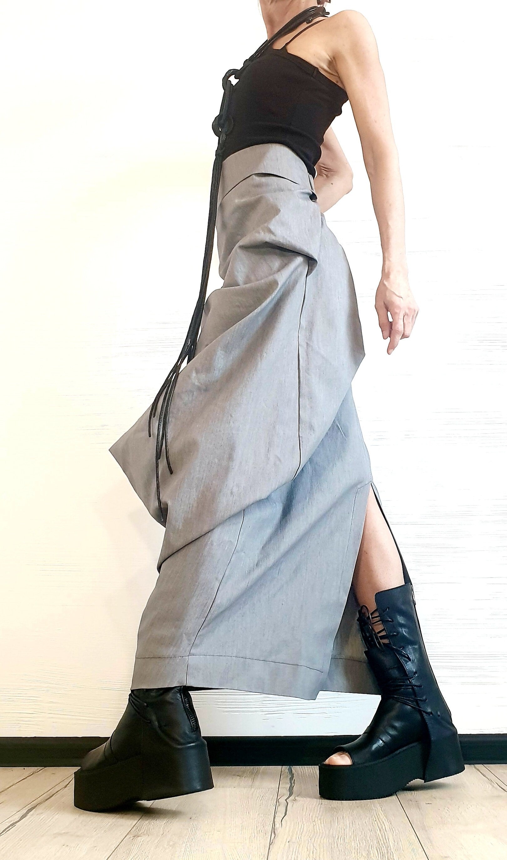 Extravagant Wrap Skirt, A Line Skirt, Long Slit Skirt, Ball Cocktail Skirt, Gothic Skirt, Asymmetric Skirt, Maxi Skirt, Wedding Skirt