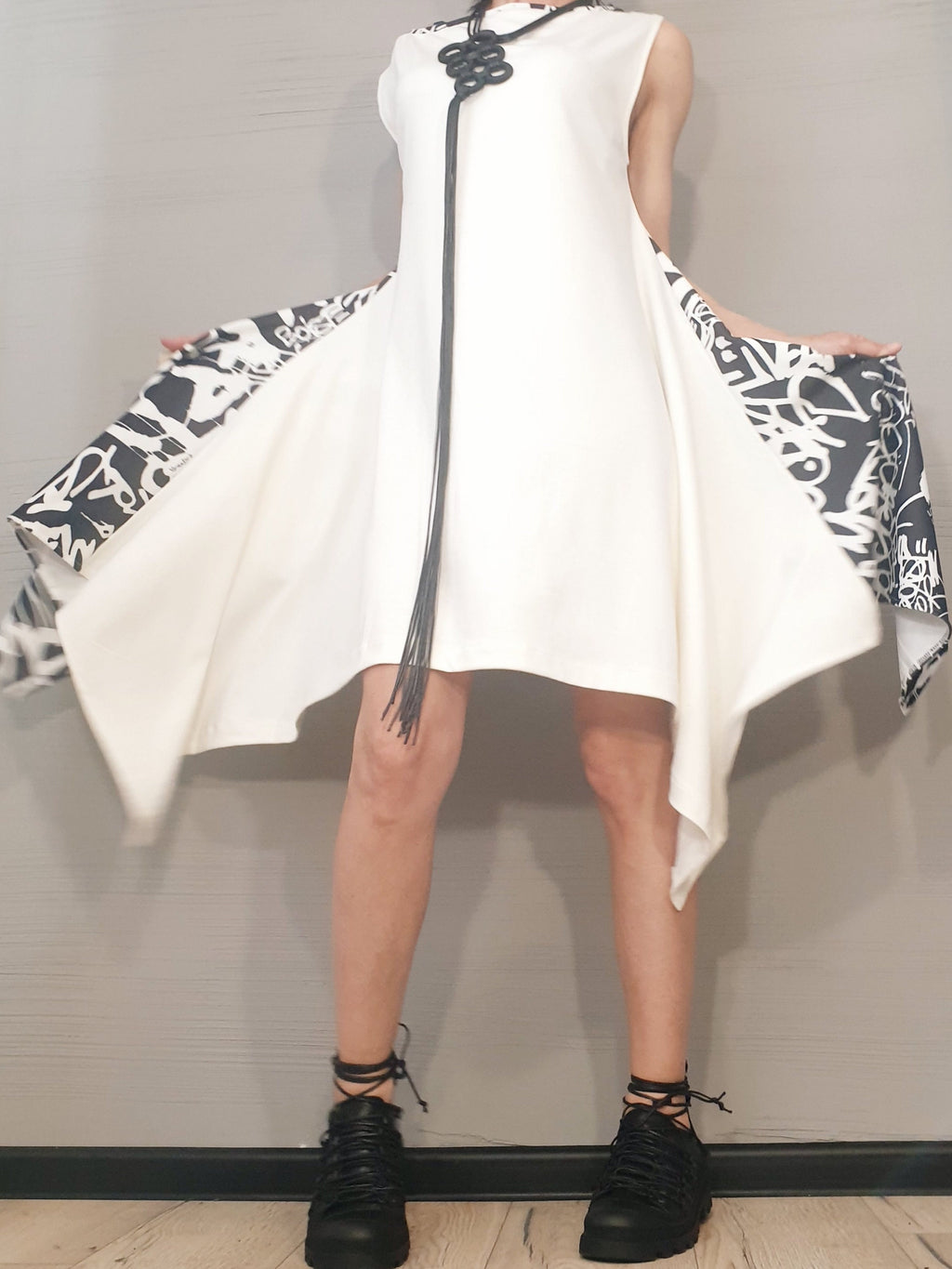 Geometric Necklace, Extravagant Long Necklace, Avant Garde Gothic Necklace, HandMade, Gothic NecklaceChristmas gift for her