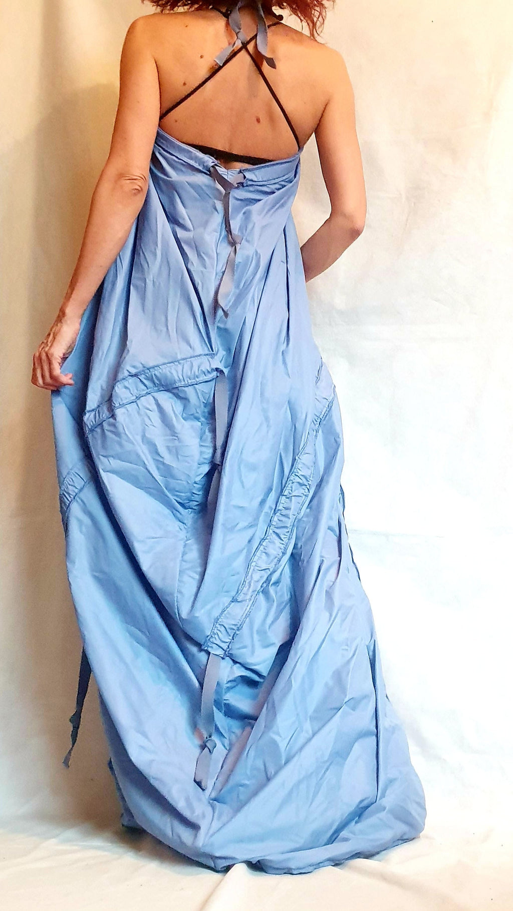 Blue Asymmetric Dress, Extravagant Long Dress, Open Back Dress, Sexy Long Dress, Sleeveless Dress, Summer Dress