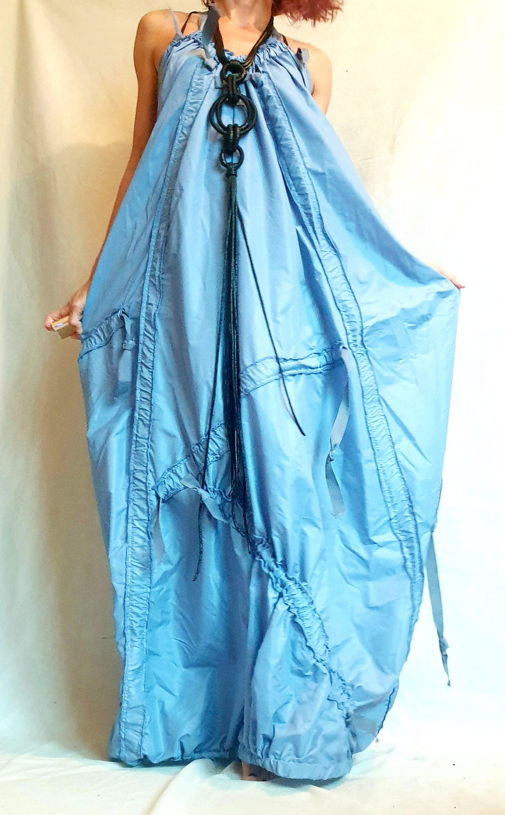 Blue Asymmetric Dress, Extravagant Long Dress, Open Back Dress, Sexy Long Dress, Sleeveless Dress, Summer Dress