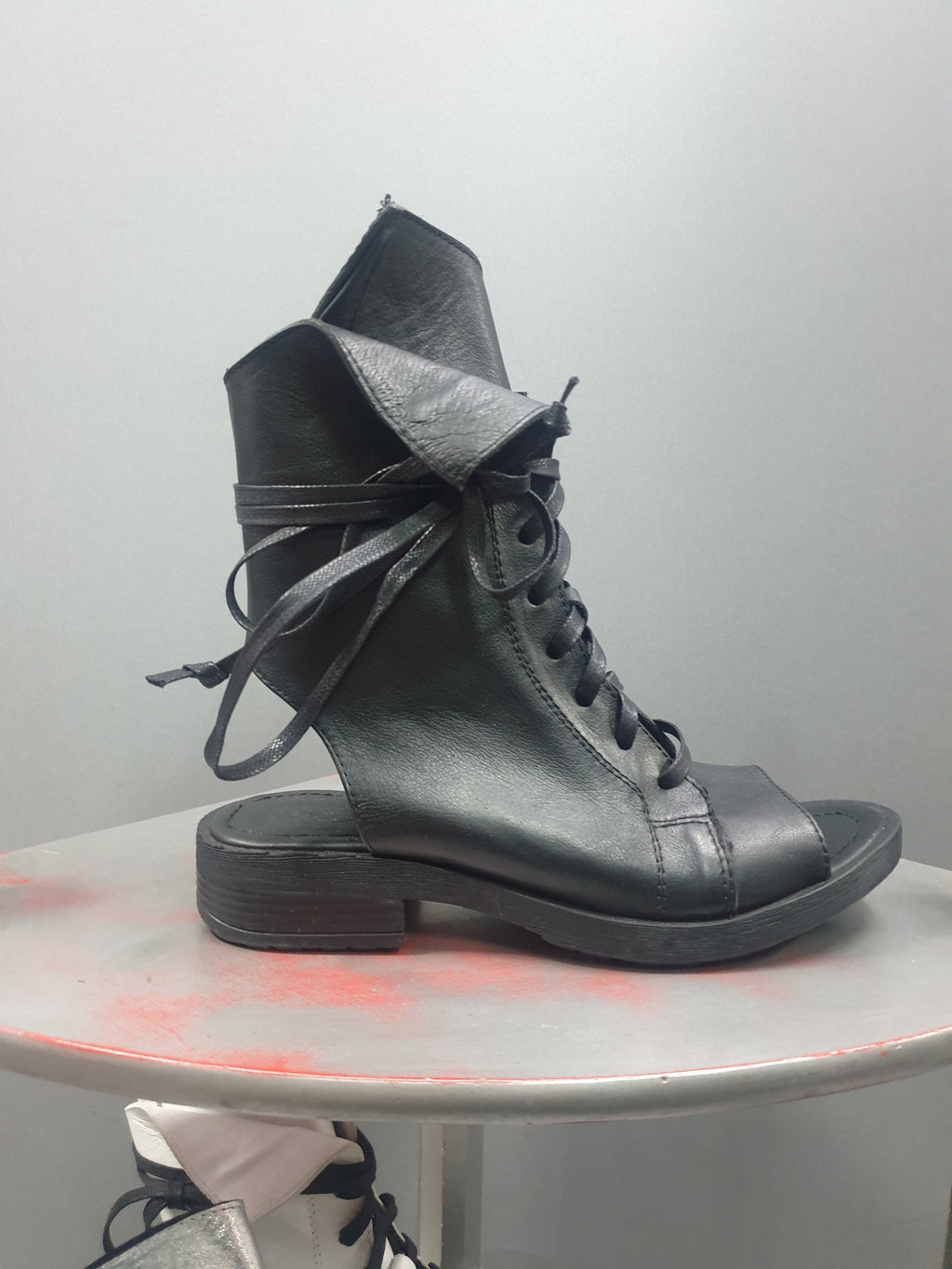 Black Asymmetric Sandals, Extravagant Sandals, Flat Shoes, Gothic Sandals, Black Leather Sandals, Handmade Shoes