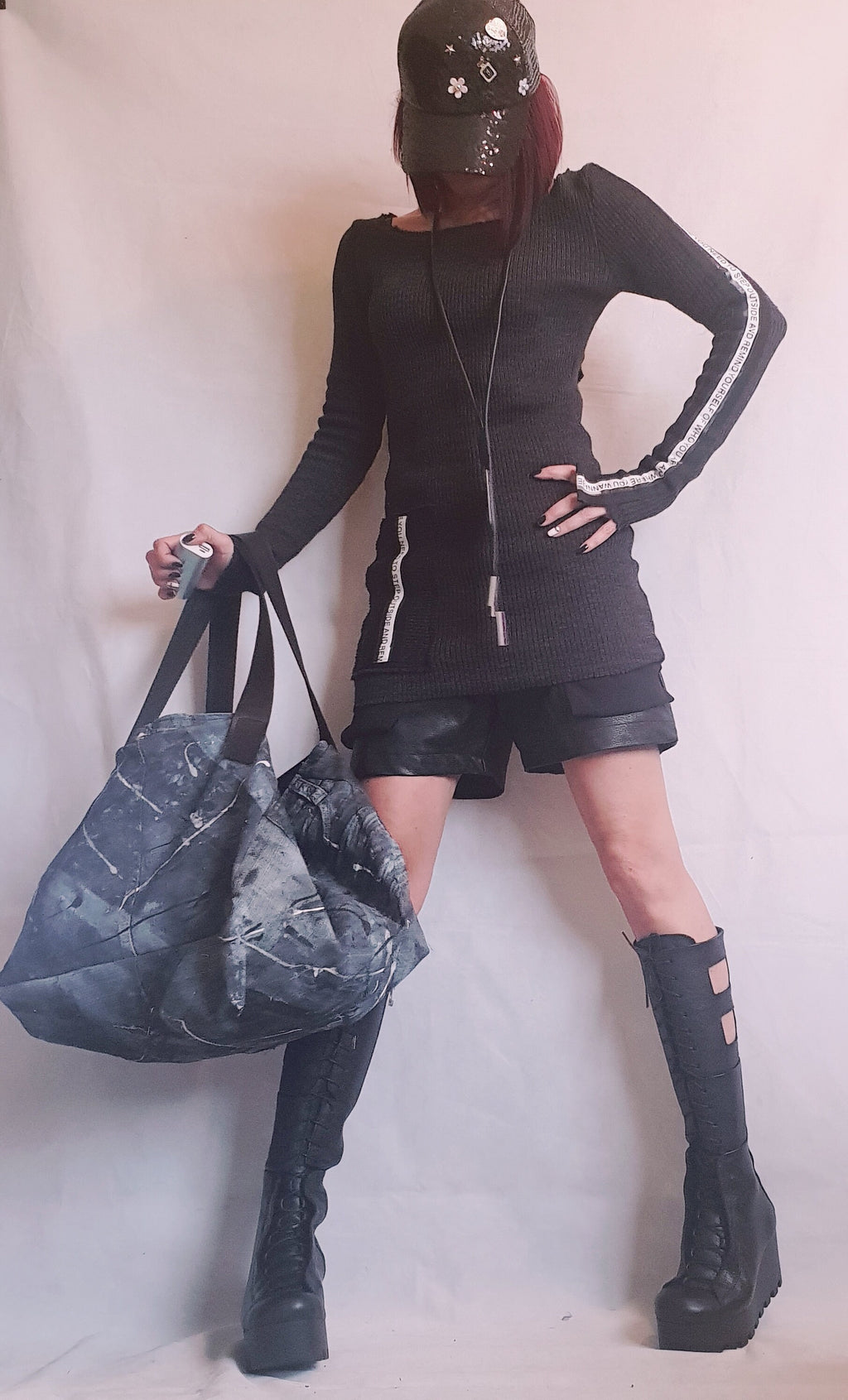 Designer Denim Bag, Large Bag, Extravagant  Denim Bag, Everyday Shoulder Bag, Oversize Bag, Handmade Bag, Asymmetrical bag