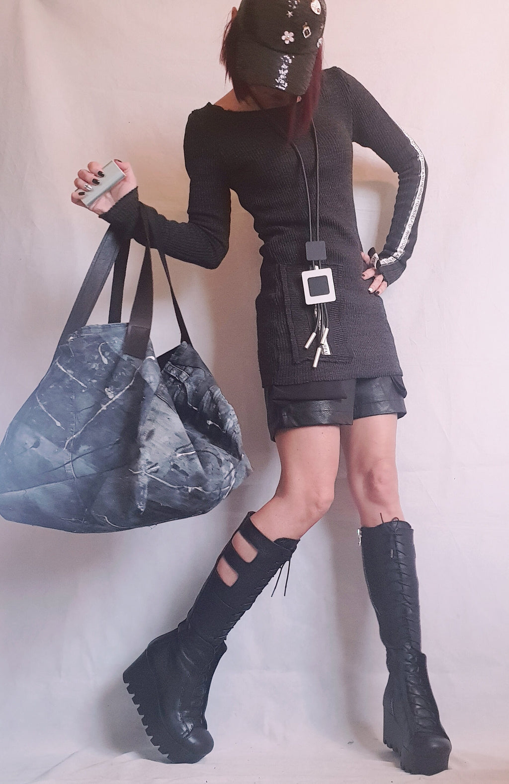 Designer Denim Bag, Large Bag, Extravagant  Denim Bag, Everyday Shoulder Bag, Oversize Bag, Handmade Bag, Asymmetrical bag