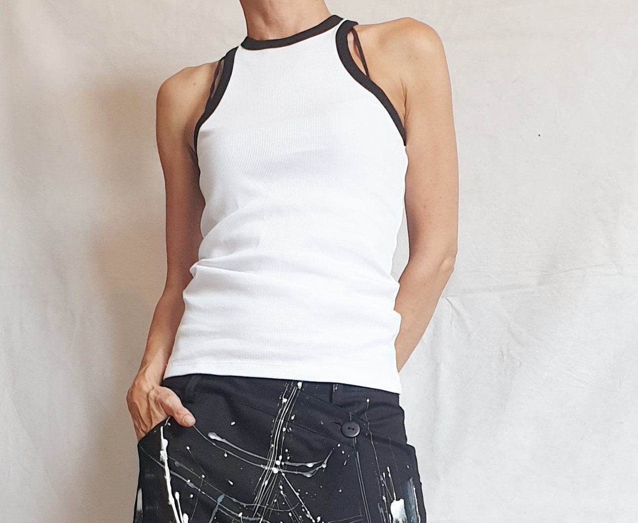 Extravagant Top, Cotton Top, Sexy Top, Sleeveless Party Blouse, Everyday Casual Summer Top