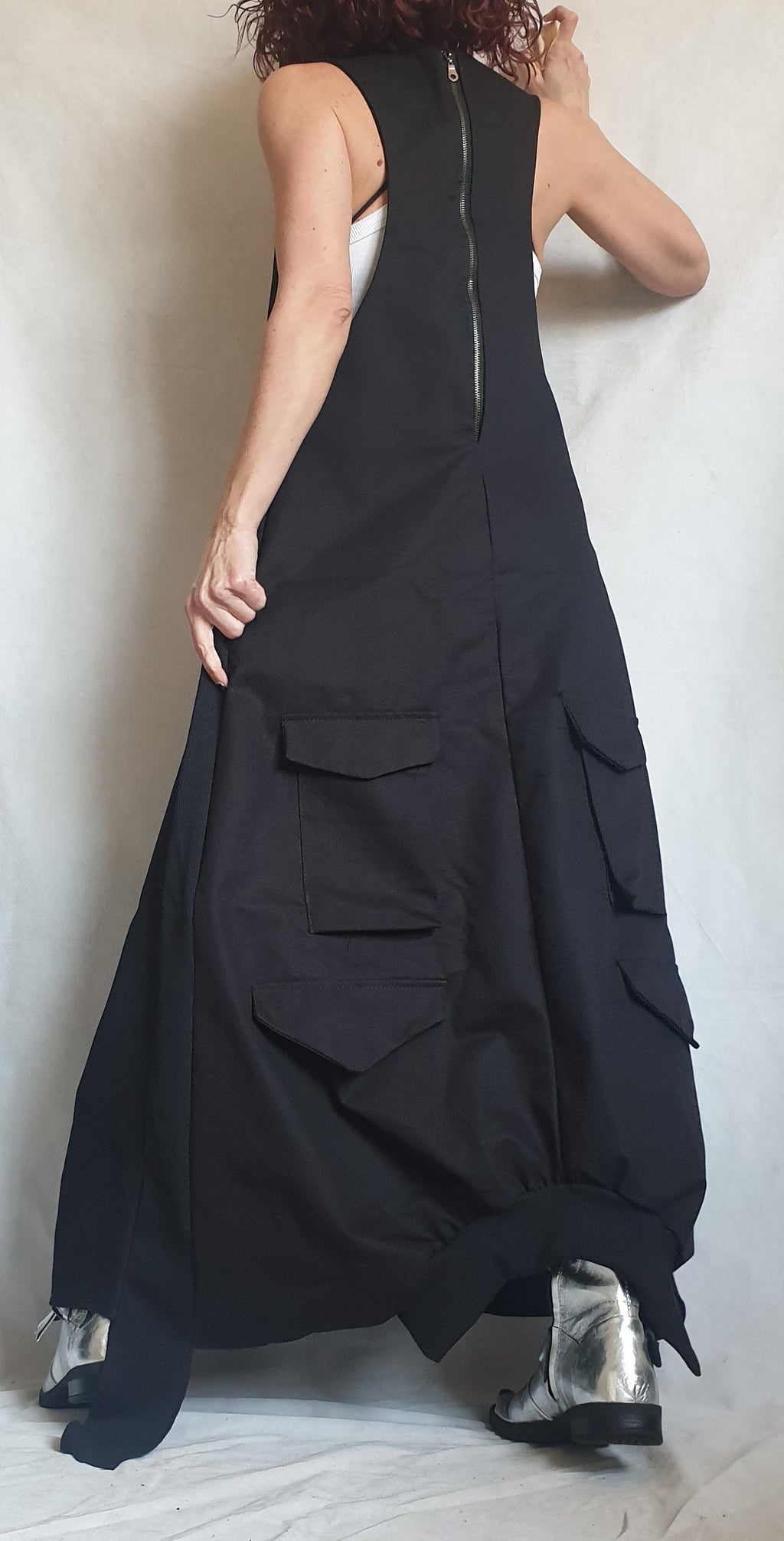 Deconstructed Dress, Long Loose Dress, Pockets Dress, Asymmetric Dress, Gothic Dress, Extravagant Dress, Sleeveless Dress