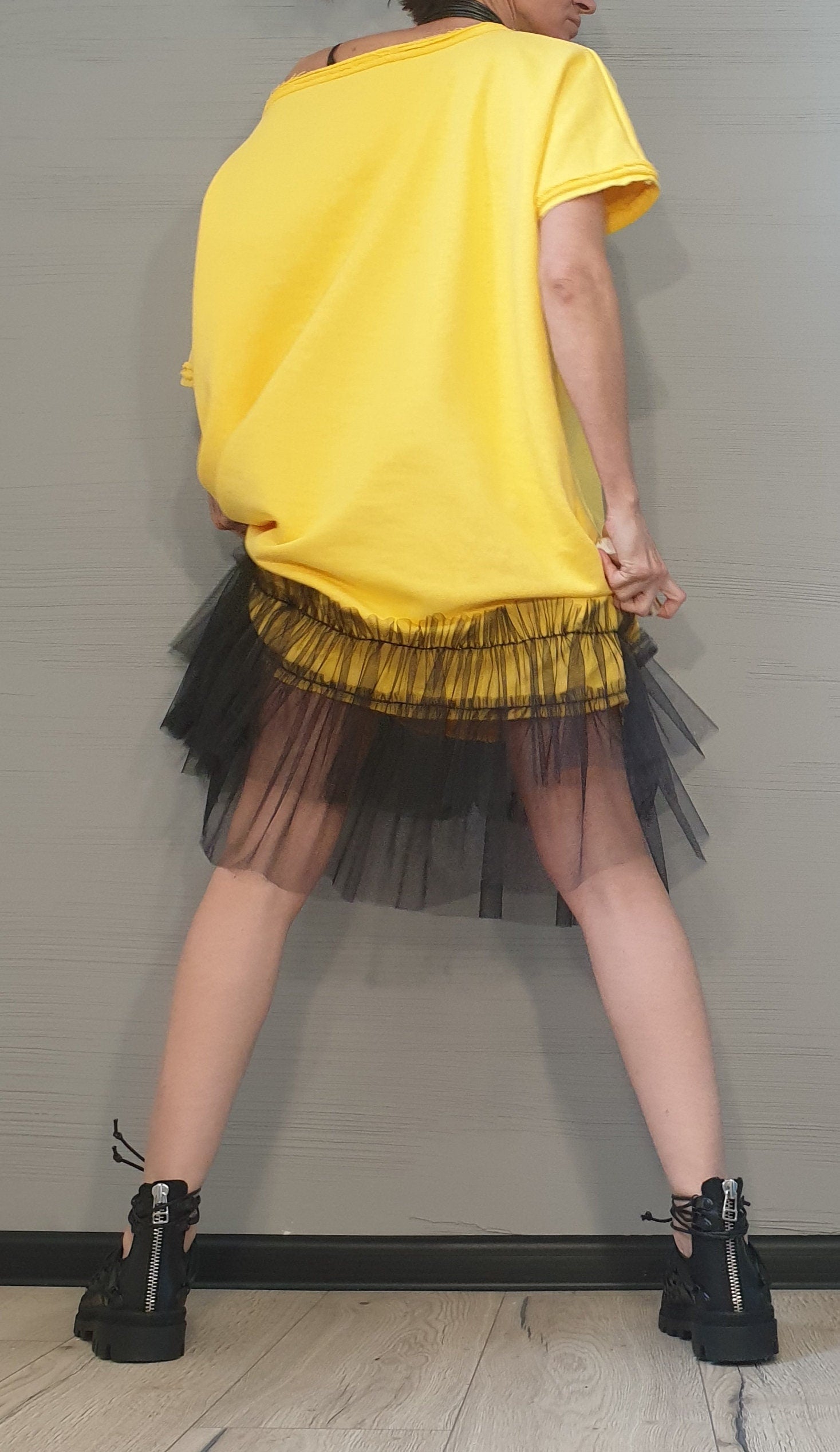 Asymmetrical Tunic Dress, Avant Garde Tunic, Loose Tunic, Tunic Tutu, Gothic tunic, Oversize Tunic