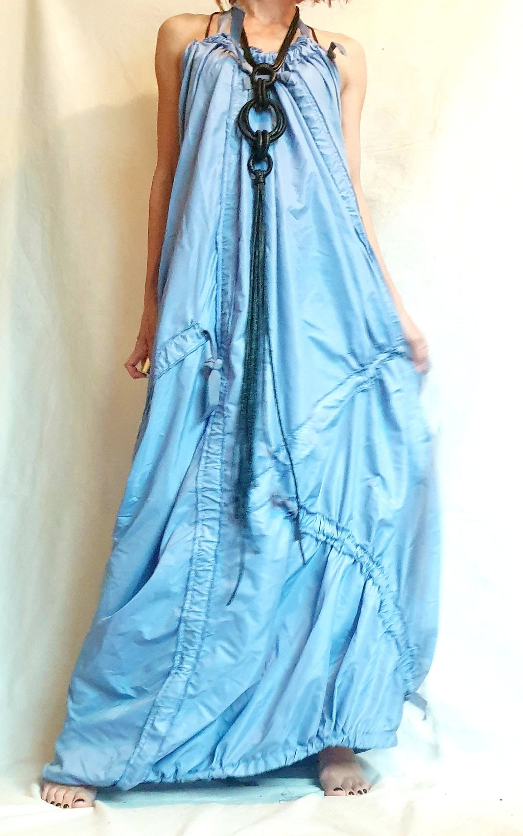 Blue Asymmetric Dress, Extravagant Long Dress, Open Back Dress, Sexy Long Dress, Sleeveless Dress, Summer Dress