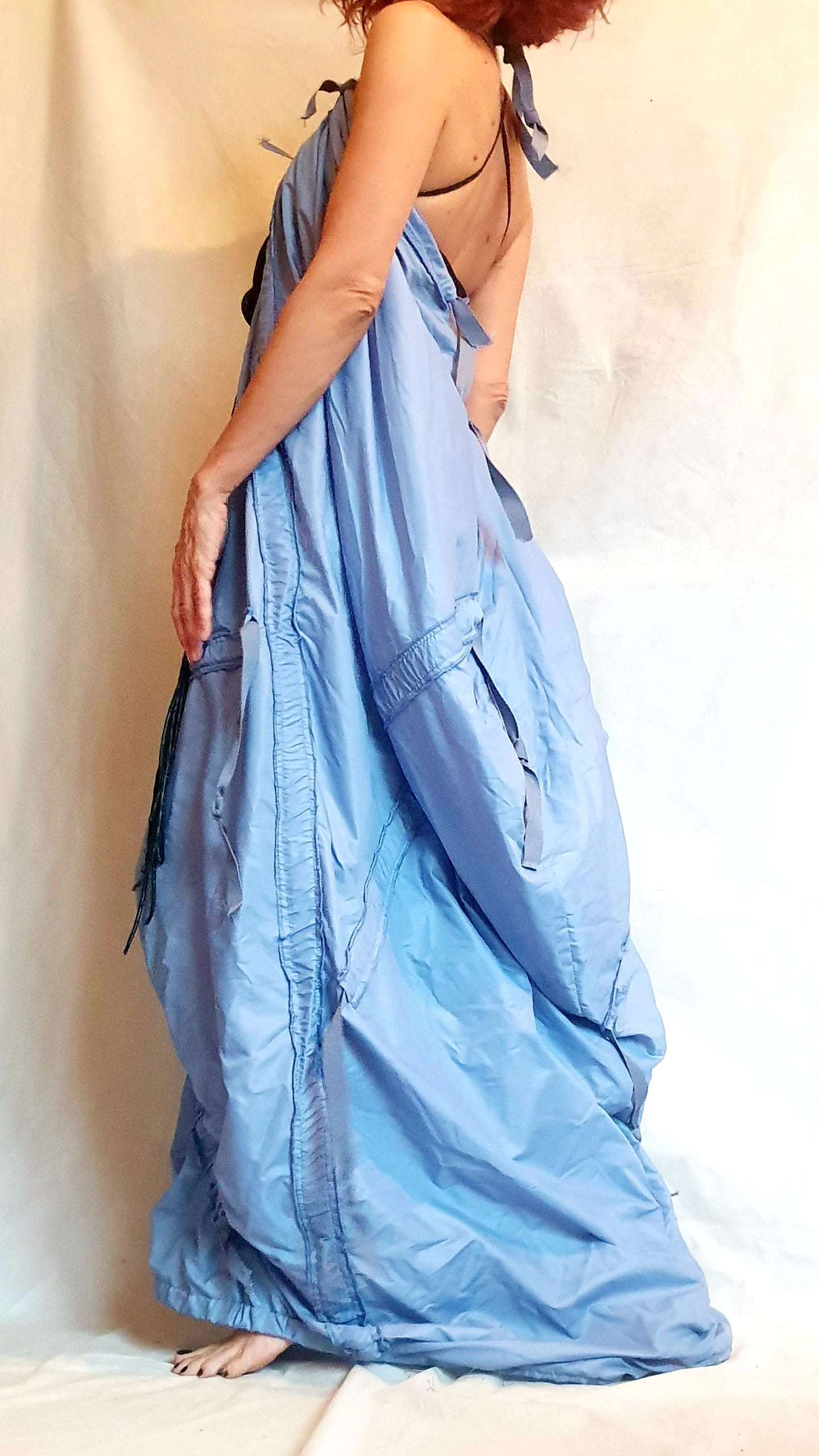 Blue Asymmetric Dress, Extravagant Long Dress, Open Back Dress, Sexy Long Dress, Sleeveless Dress, Summer Dress