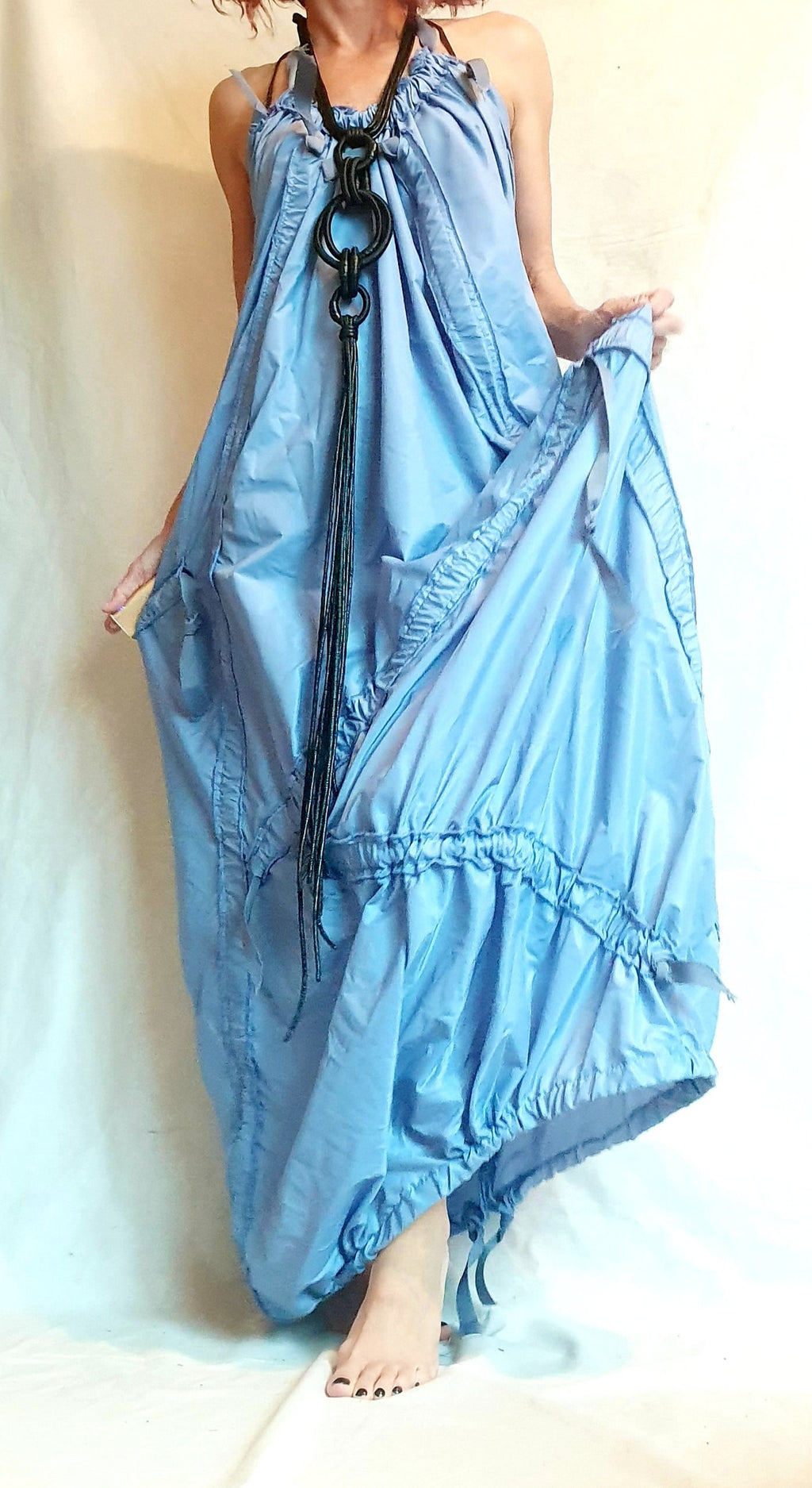 Blue Asymmetric Dress, Extravagant Long Dress, Open Back Dress, Sexy Long Dress, Sleeveless Dress, Summer Dress