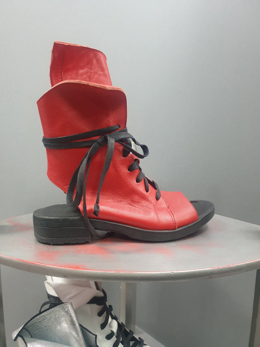 Red Asymmetric Sandals, Extravagant Sandals, Steampunk Shoes, Gothic Sandals, Red Leather Sandals, Handmade Shoes