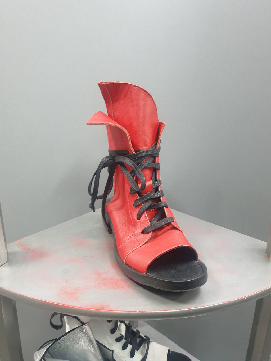 Red Asymmetric Sandals, Extravagant Sandals, Steampunk Shoes, Gothic Sandals, Red Leather Sandals, Handmade Shoes