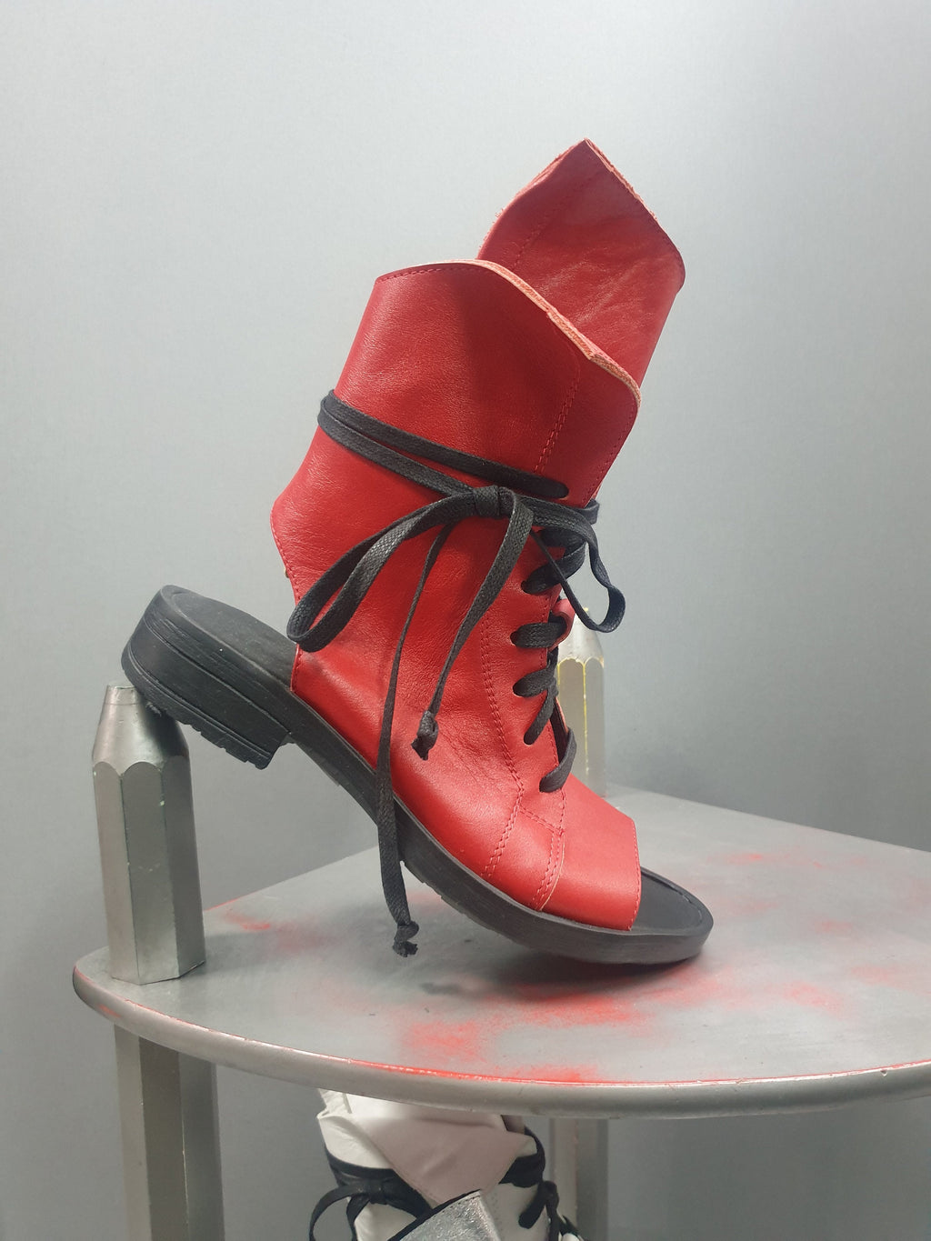 Red Asymmetric Sandals, Extravagant Sandals, Steampunk Shoes, Gothic Sandals, Red Leather Sandals, Handmade Shoes