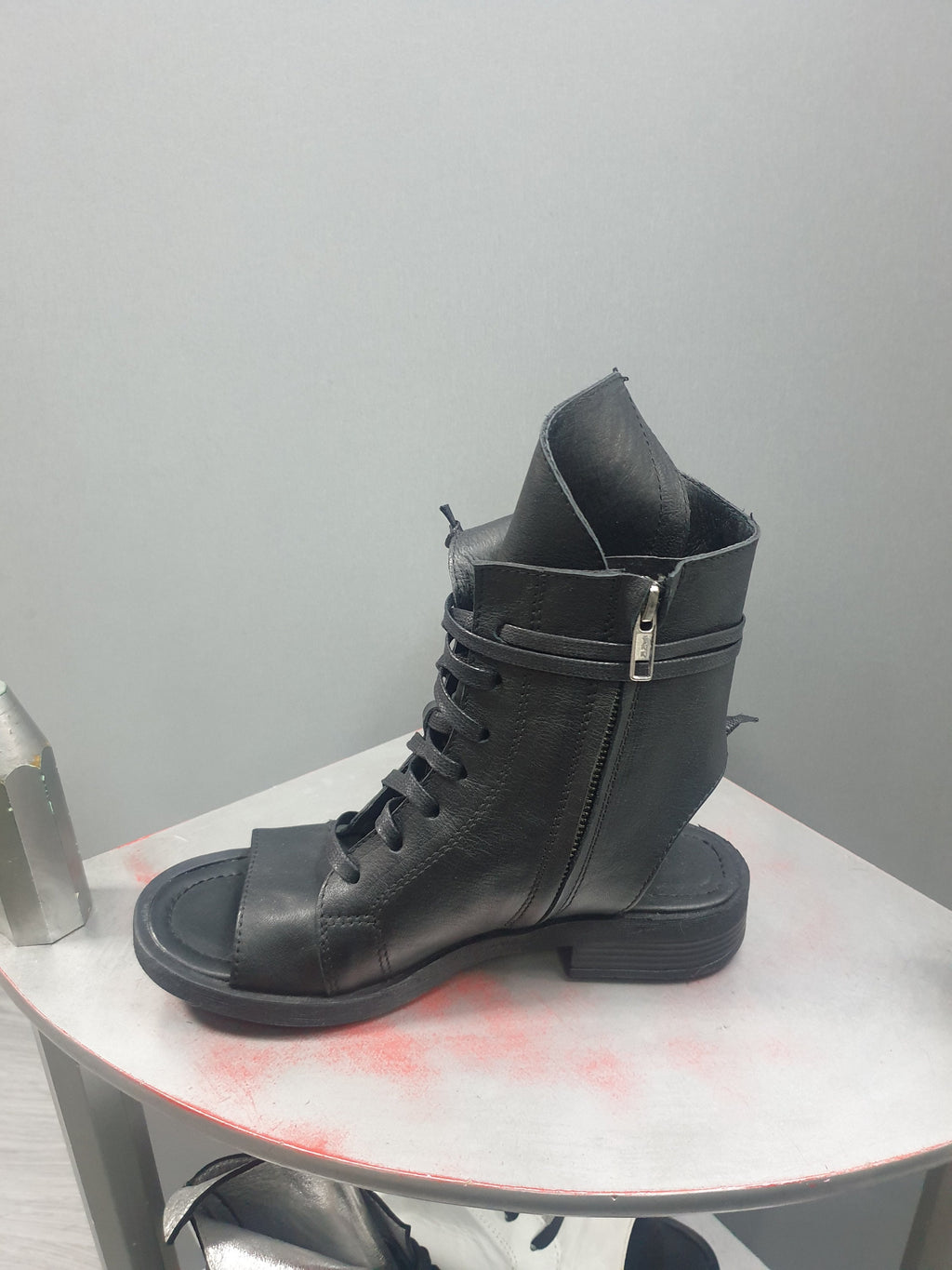 Black Asymmetric Sandals, Extravagant Sandals, Flat Shoes, Gothic Sandals, Black Leather Sandals, Handmade Shoes