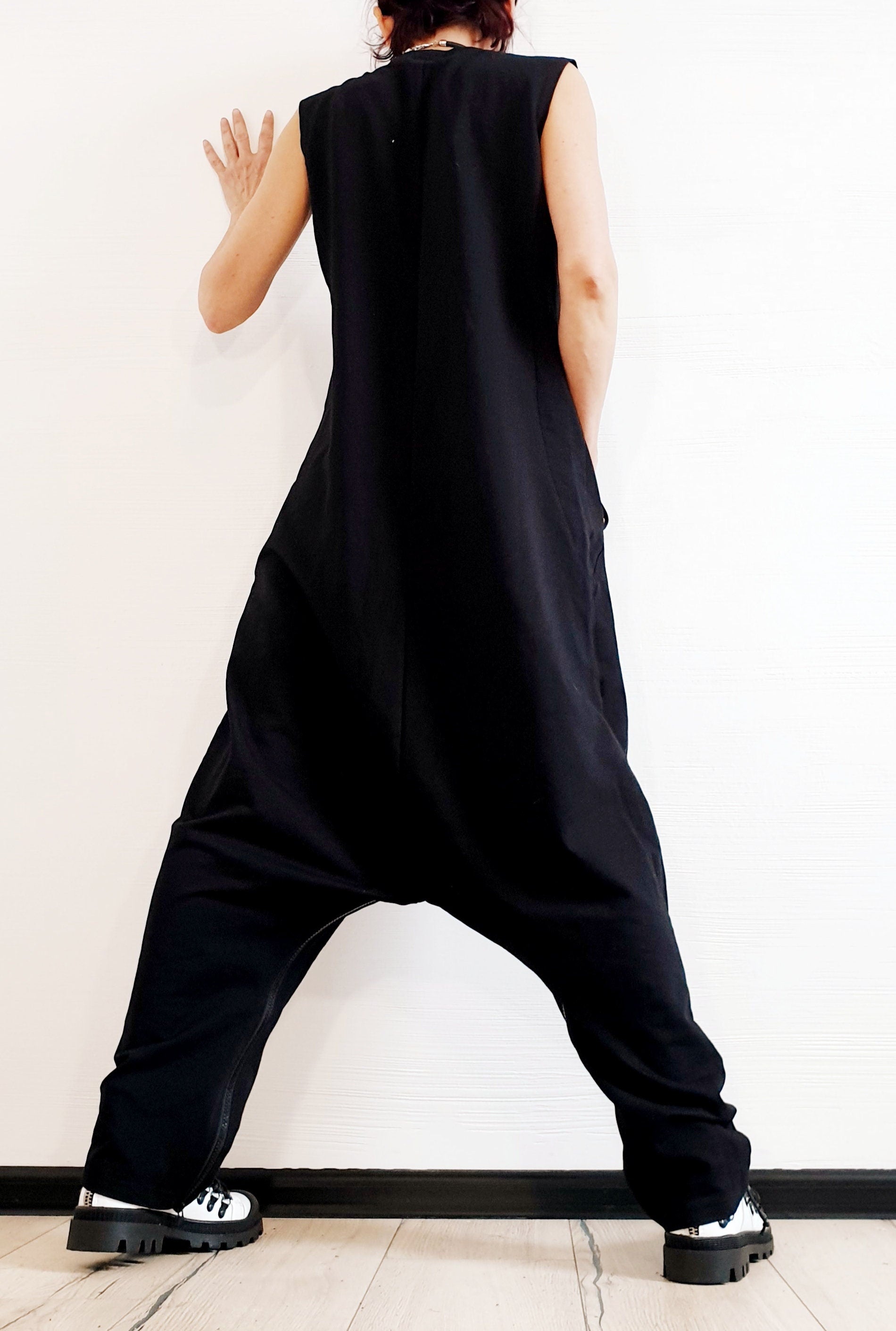 Harem Jumpsuit Dress, Asymmetric Loose Jumpsuit Dress, Extravagant Jumpsuit Dress, Plus Size Clothing, Women Overall