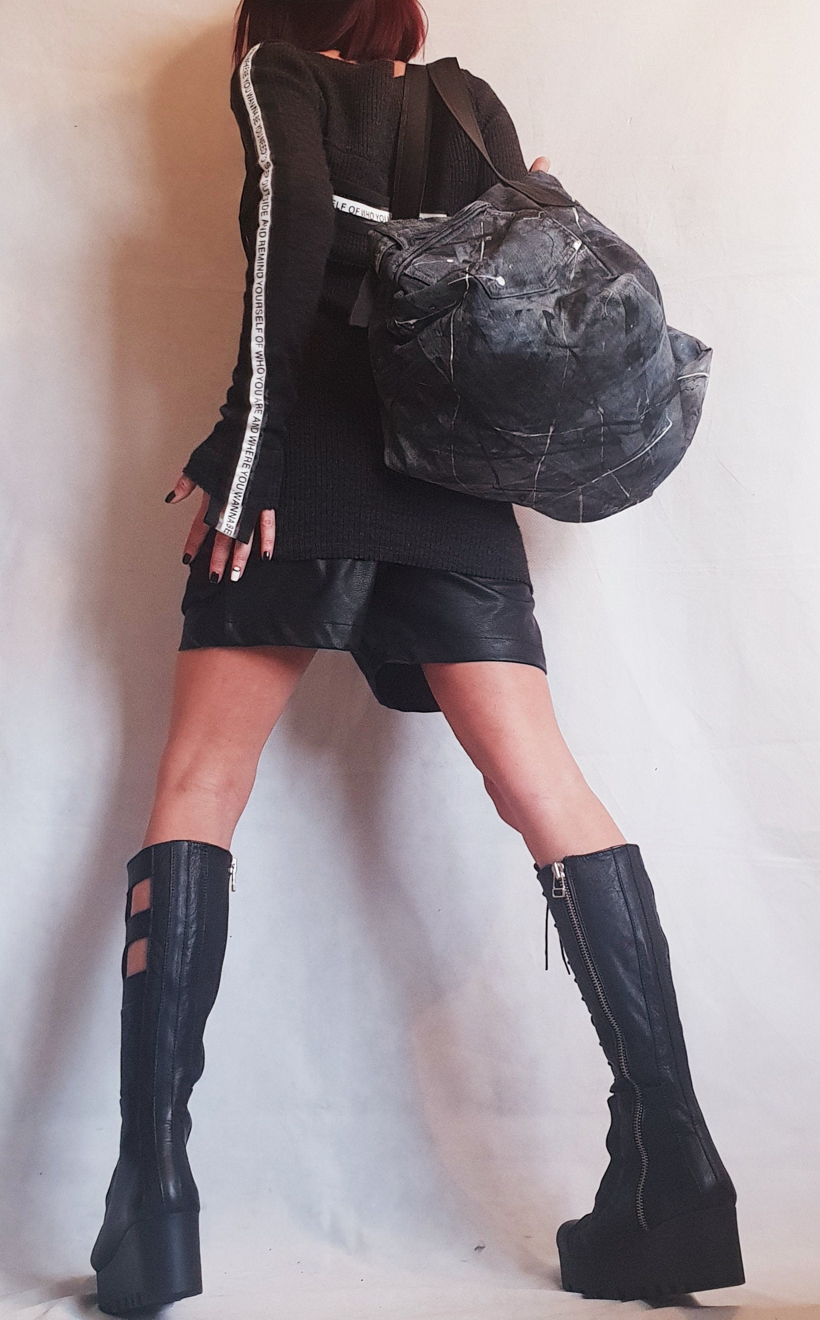 Designer Denim Bag, Large Bag, Extravagant  Denim Bag, Everyday Shoulder Bag, Oversize Bag, Handmade Bag, Asymmetrical bag